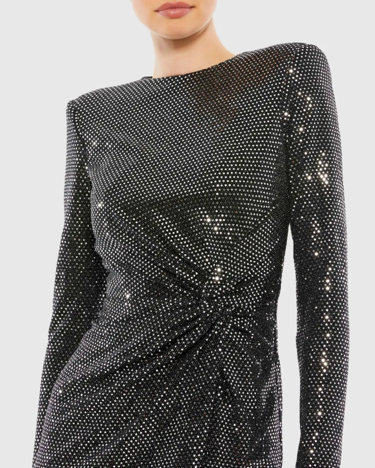 Structured Long Sleeve Side Twist Midi Dress