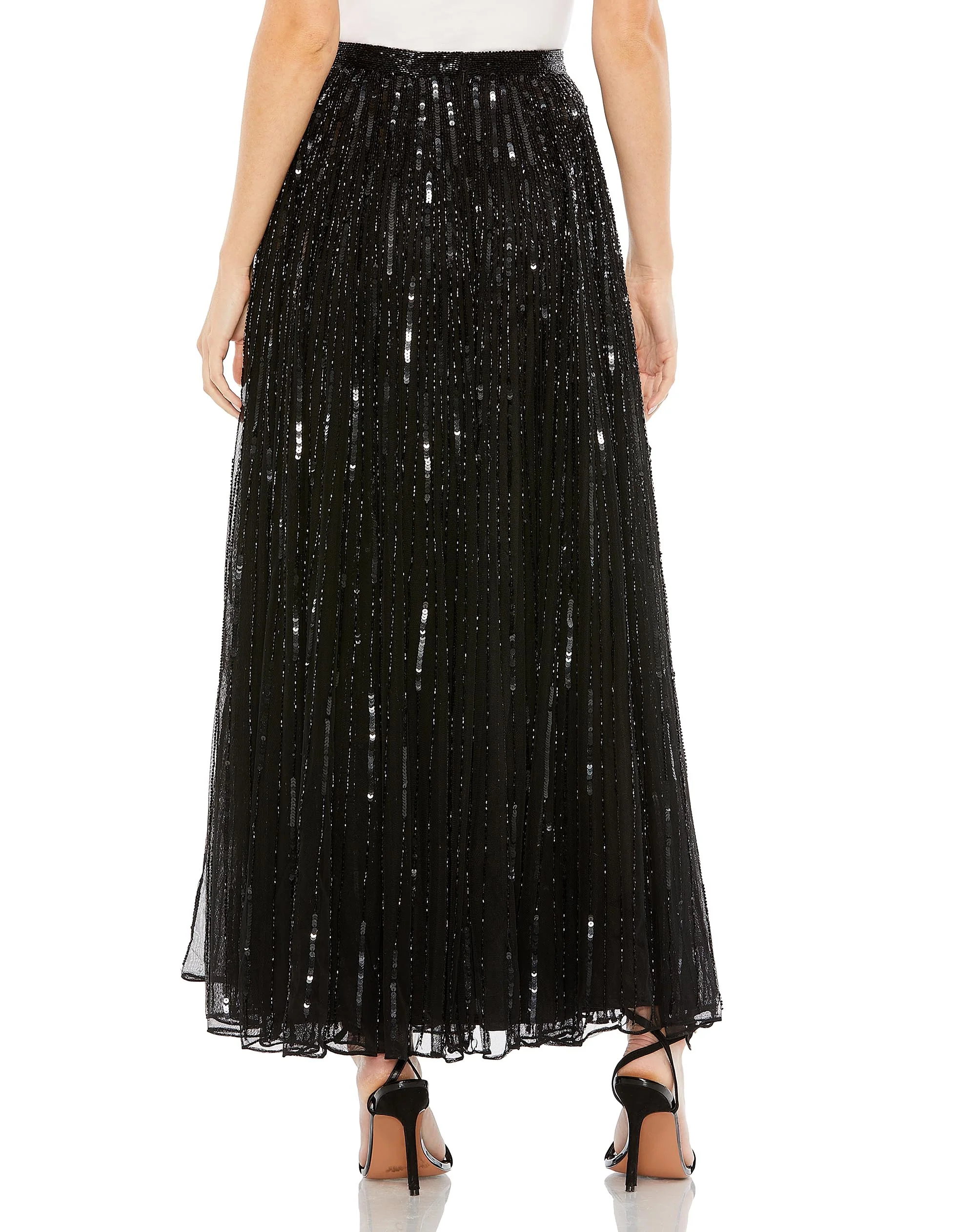 Long Sequin Embellished Chiffon Evening Skirt - FINAL SALE