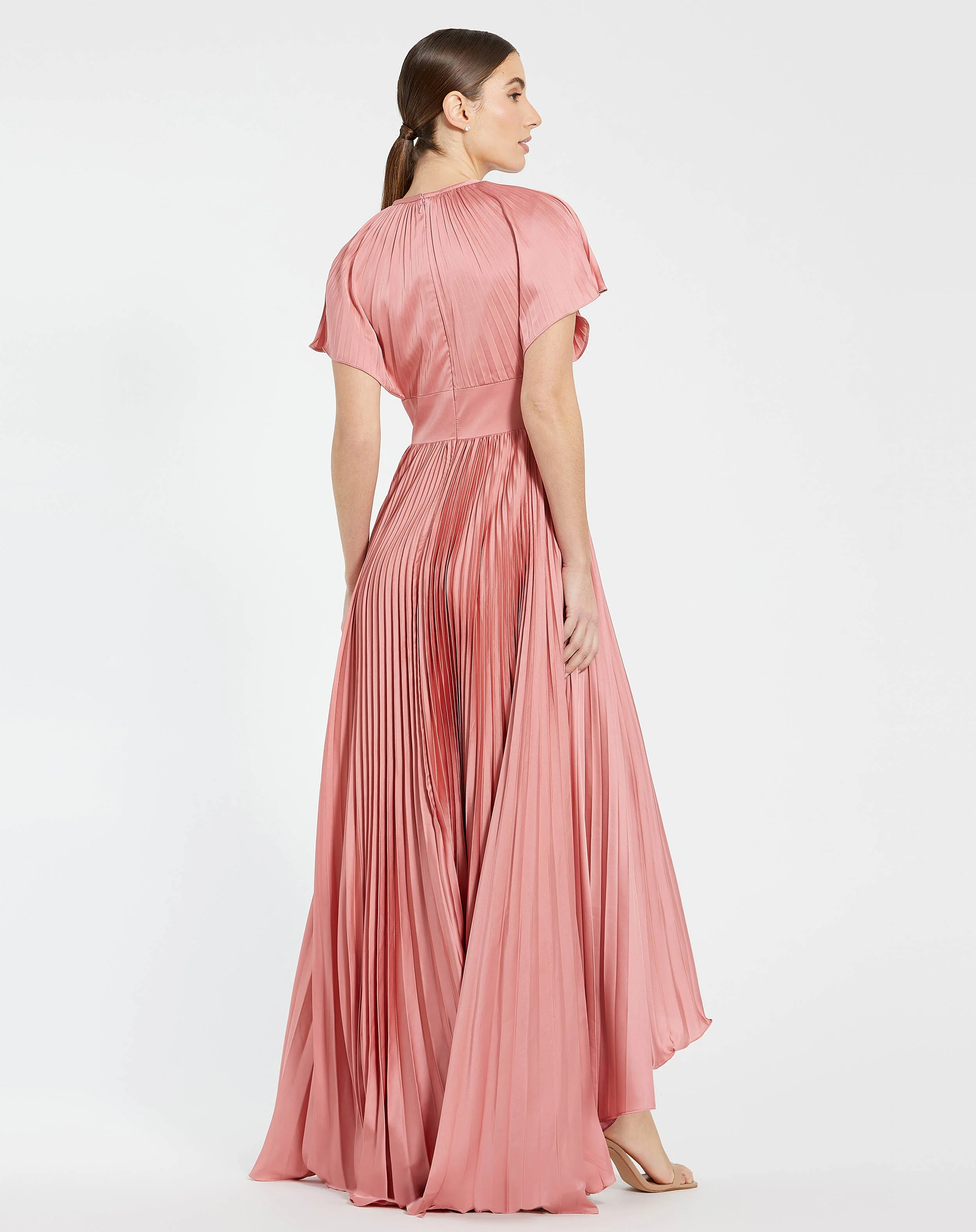 Front Cutout Pleated High Low Dress