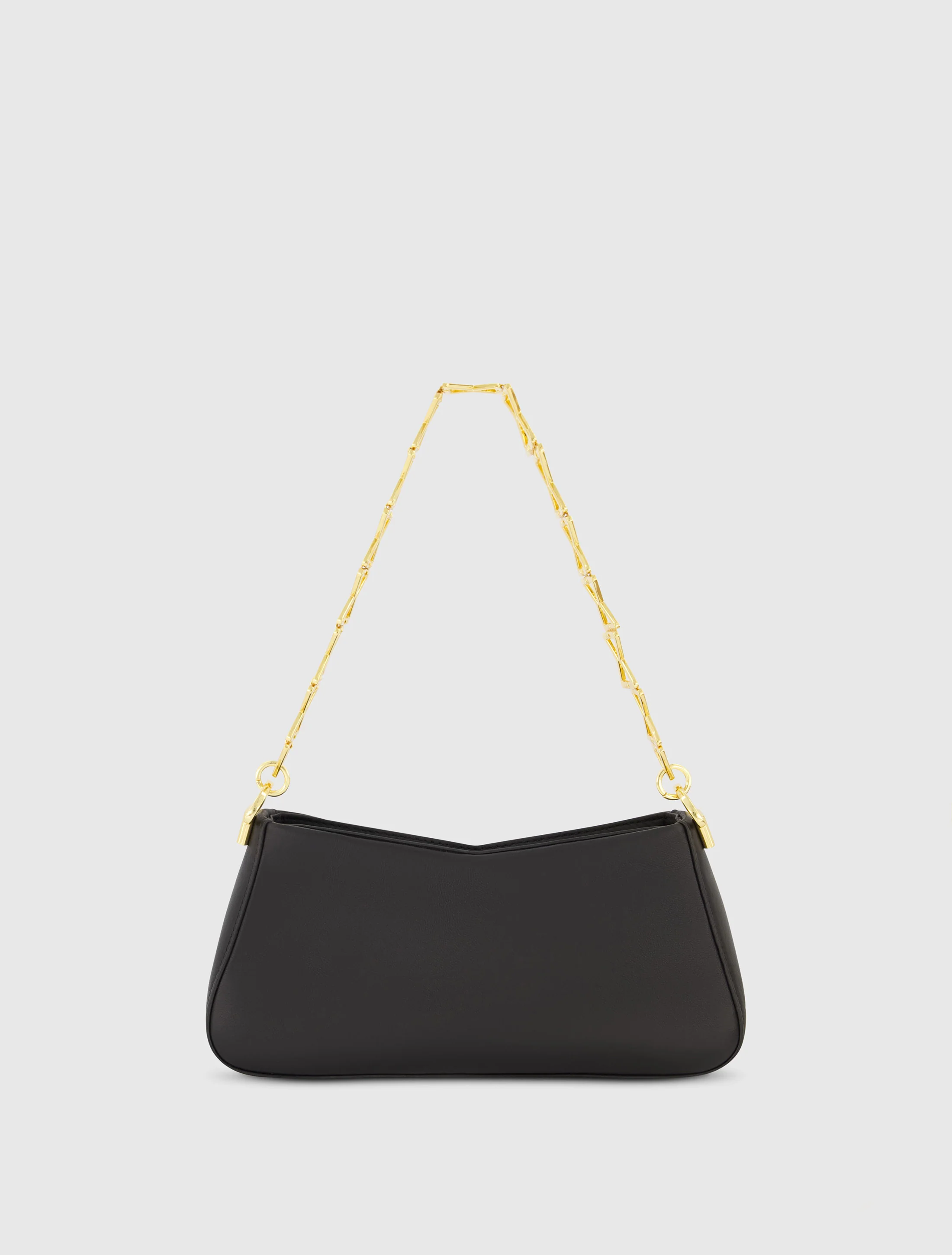 Gold Strap Small Black Nappa Leather Shoulder Bag - FINAL SALE