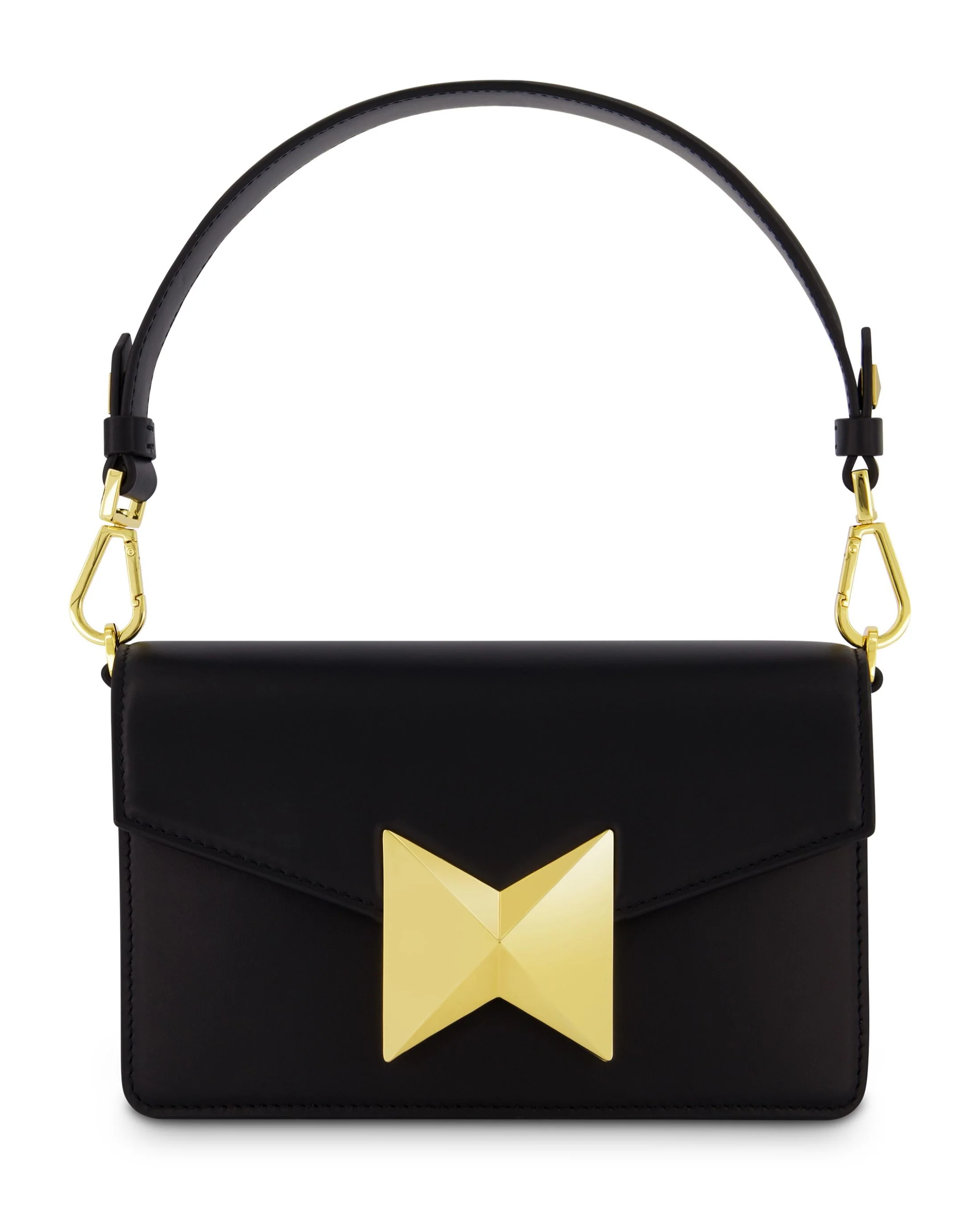 Classic Leather Shoulder Bag With Gold Hardware