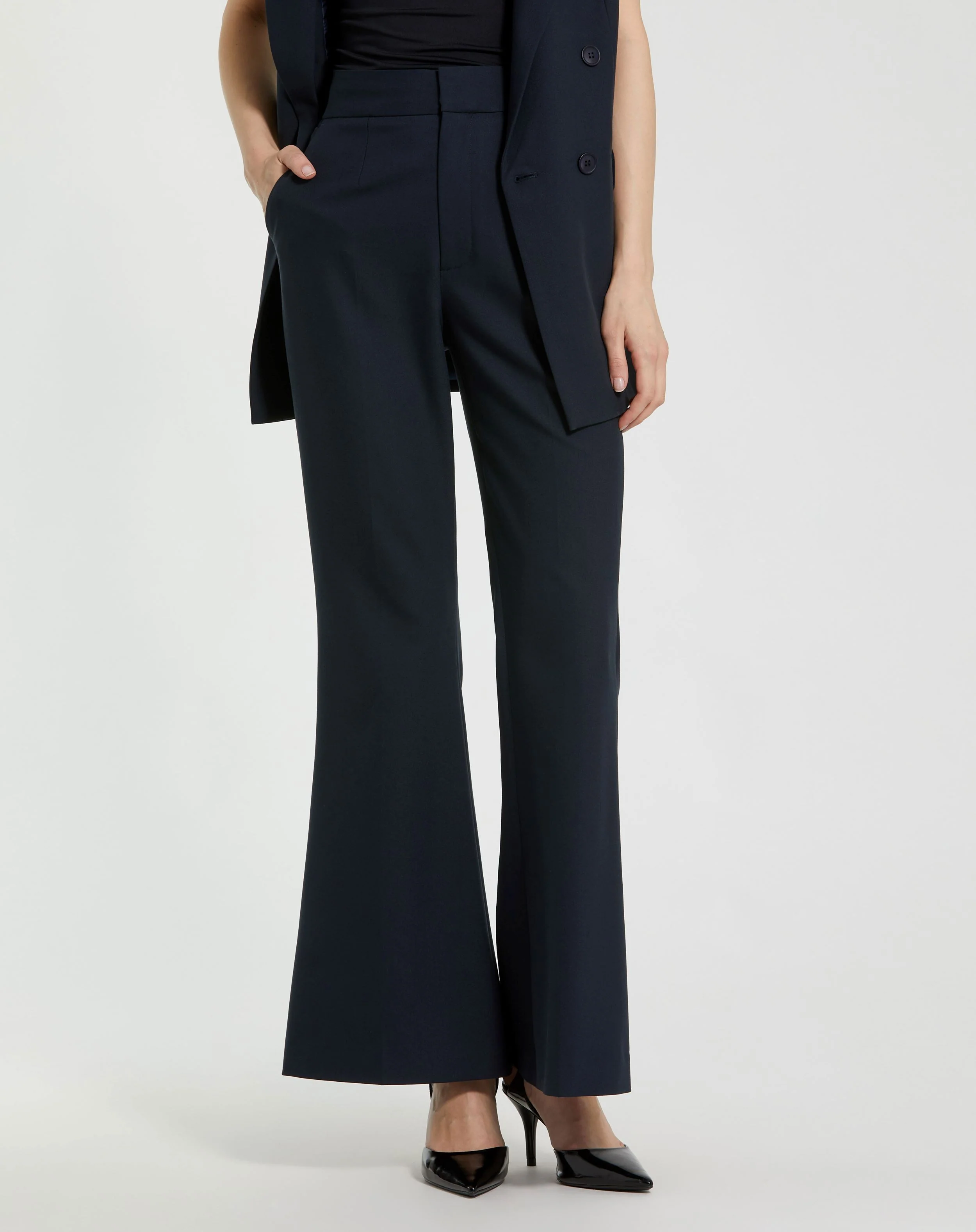 Classic Crepe Flared Leg Trouser Pant