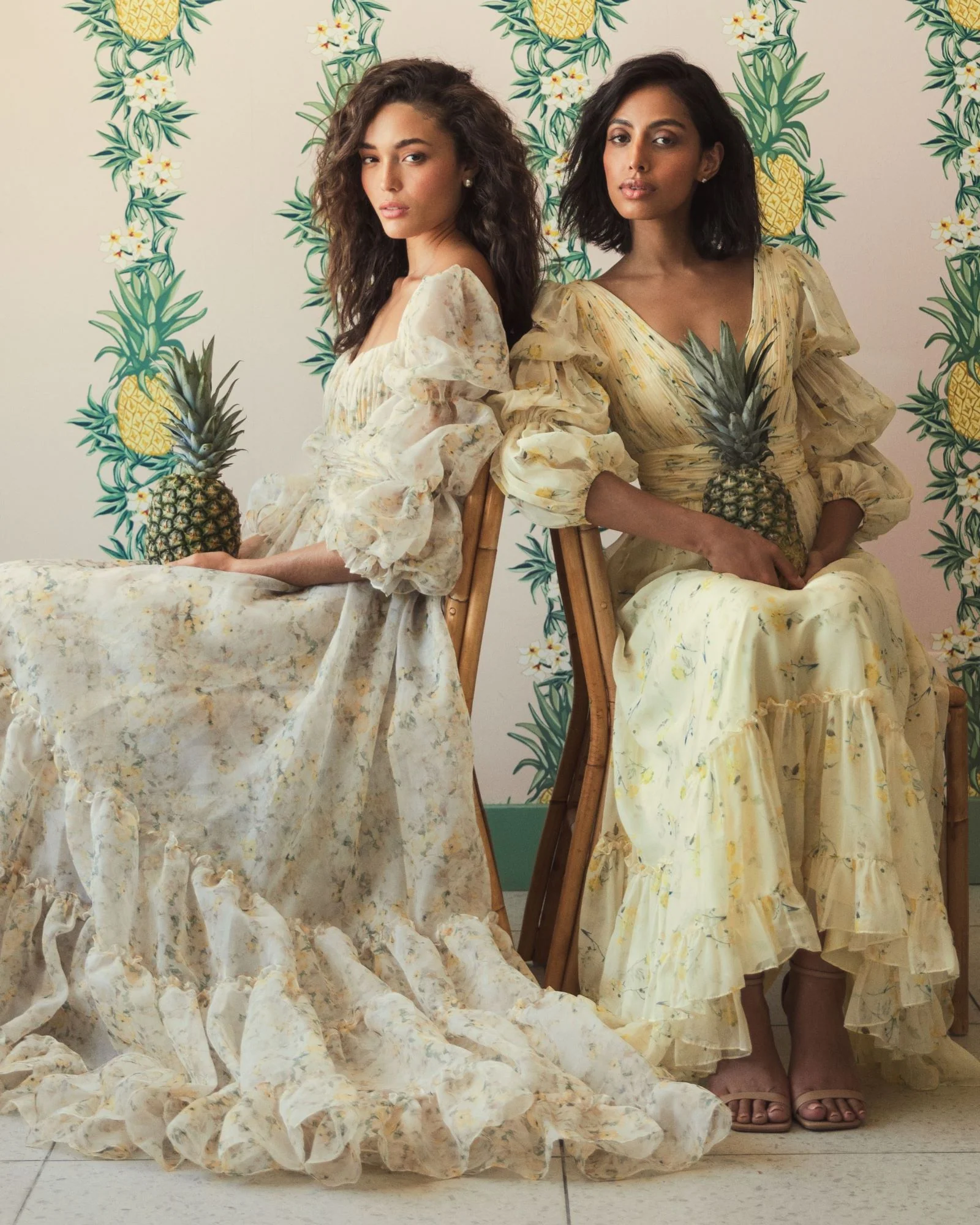 Sweetheart Balloon Sleeve Chiffon Tiered Gown