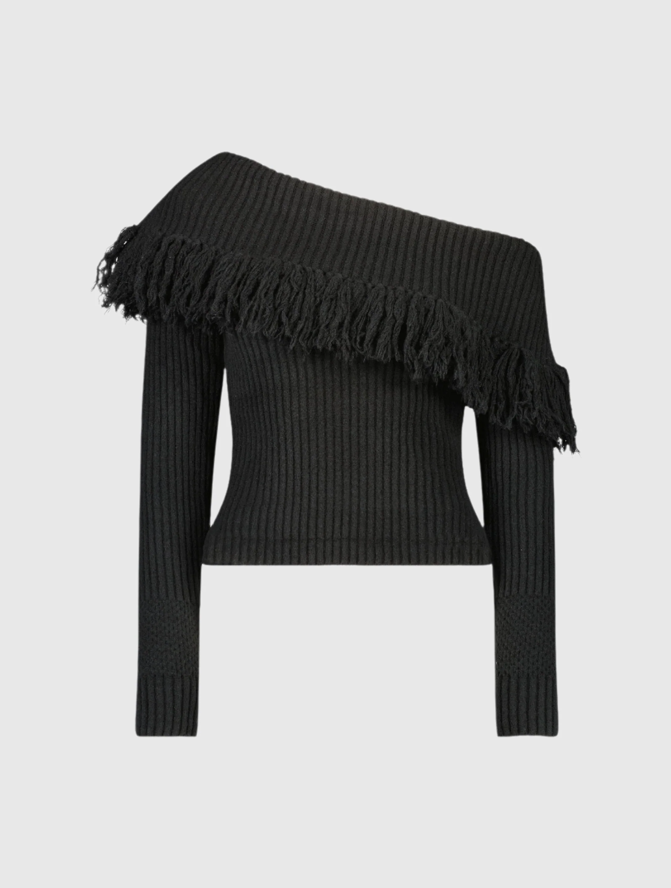 Off The Shoulder Fringe Knit Sweater - FINAL SALE