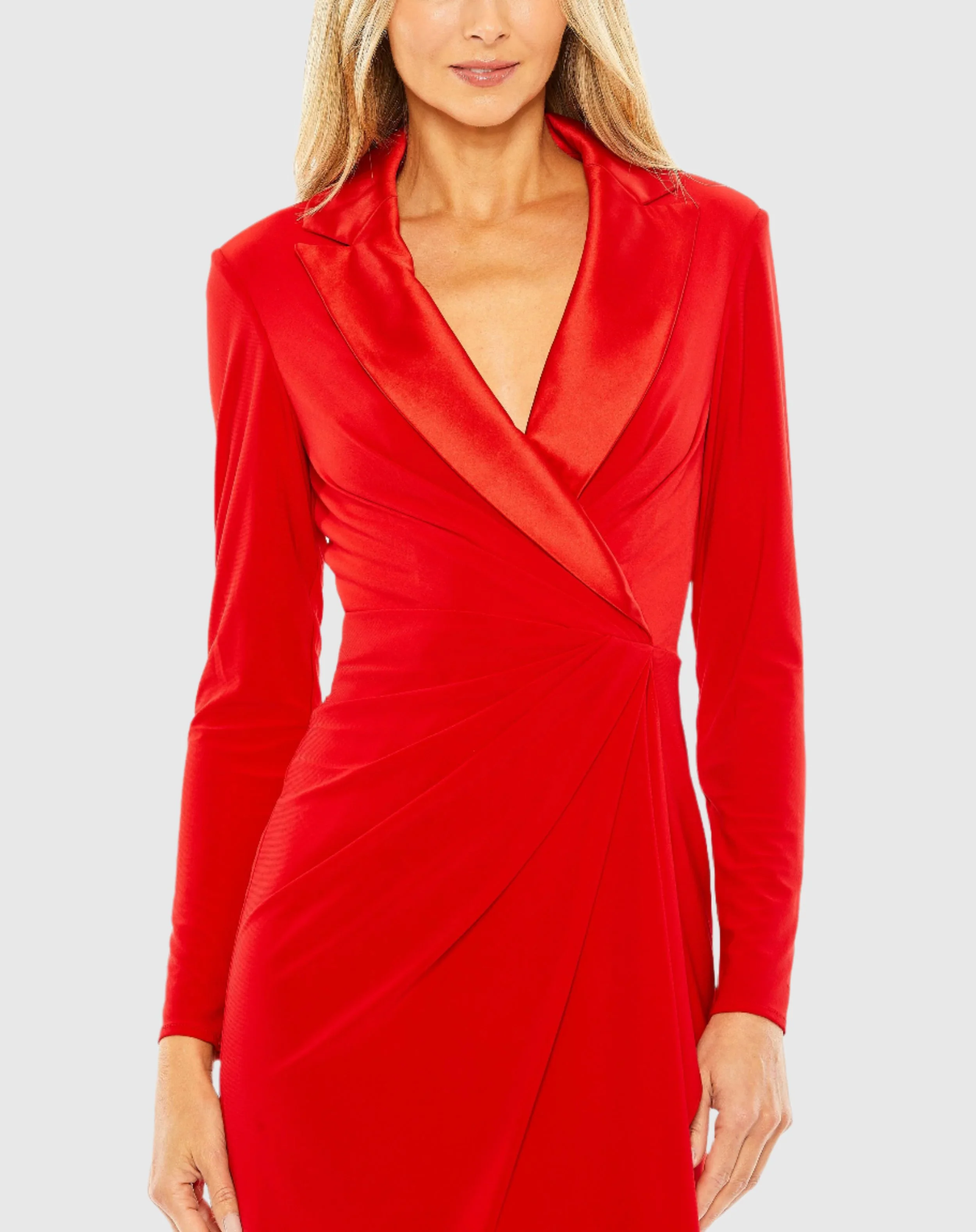 Red Long Sleeve Blazer Dress