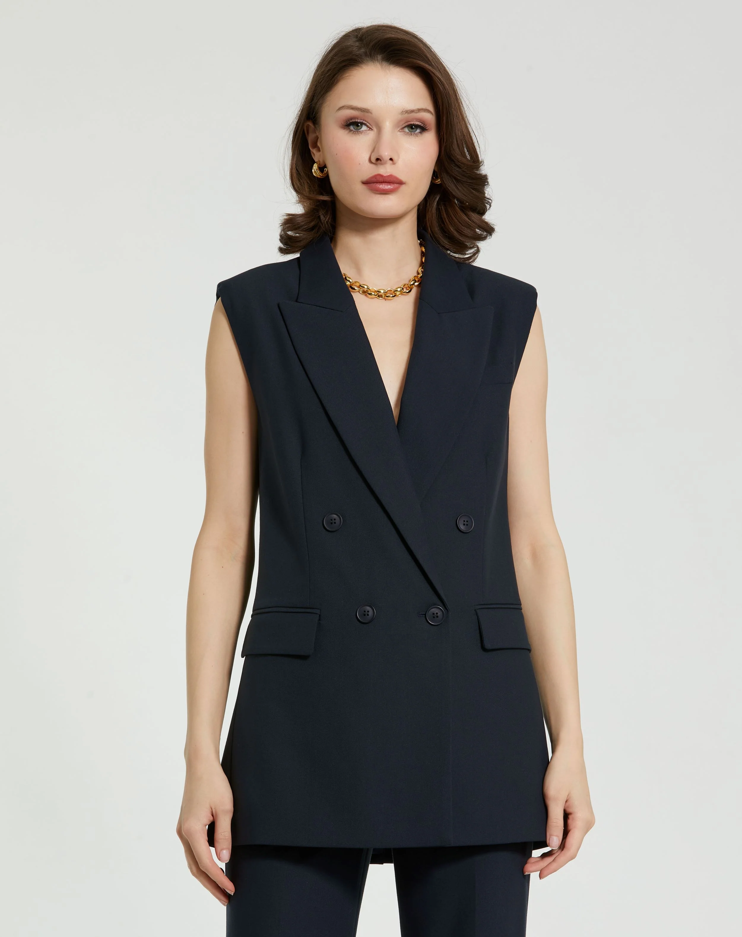 Tailored Crepe Sleeveless Blazer Vest - FINAL SALE
