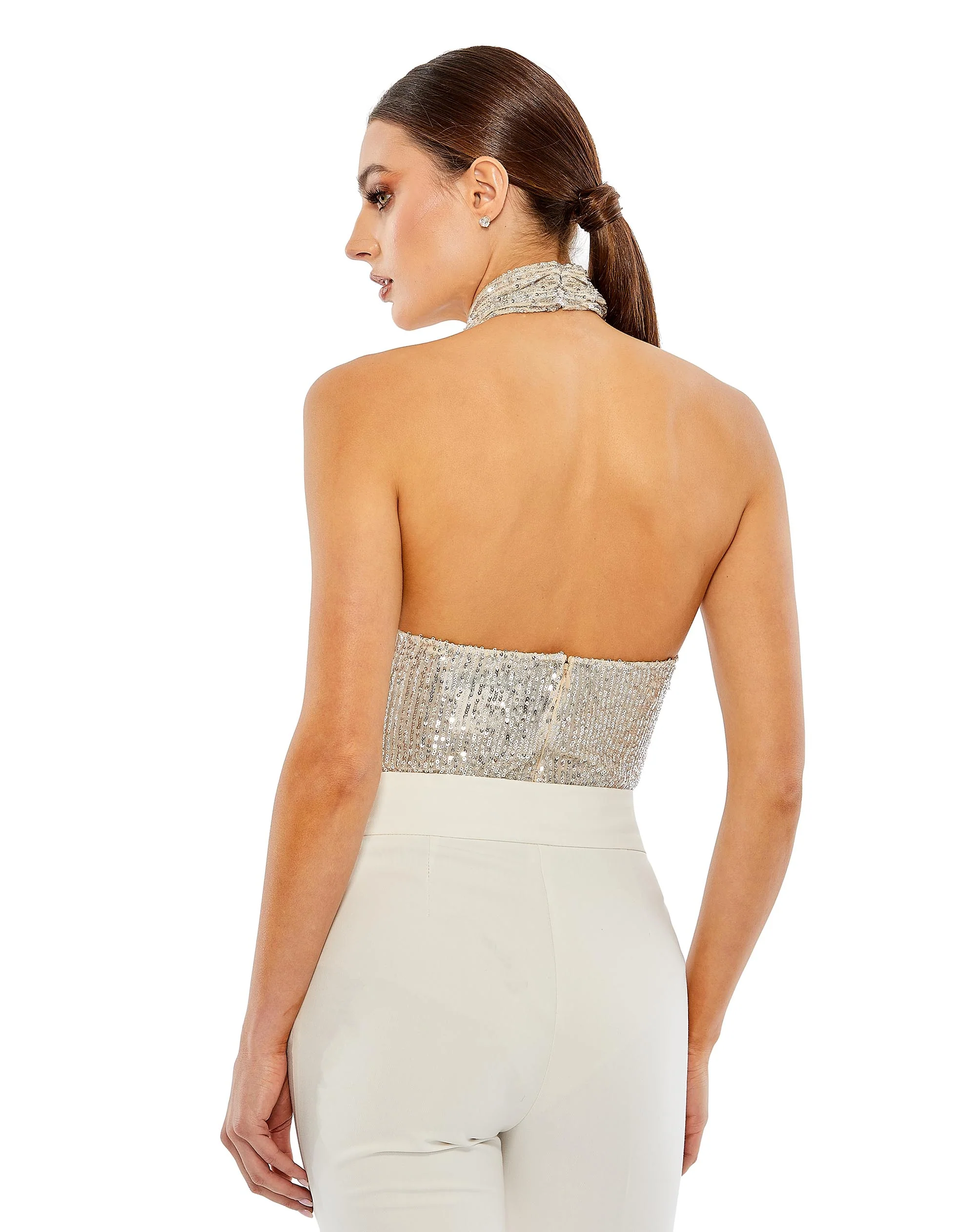 Sequin Low Back Cross-Neck Bodysuit - FINAL SALE