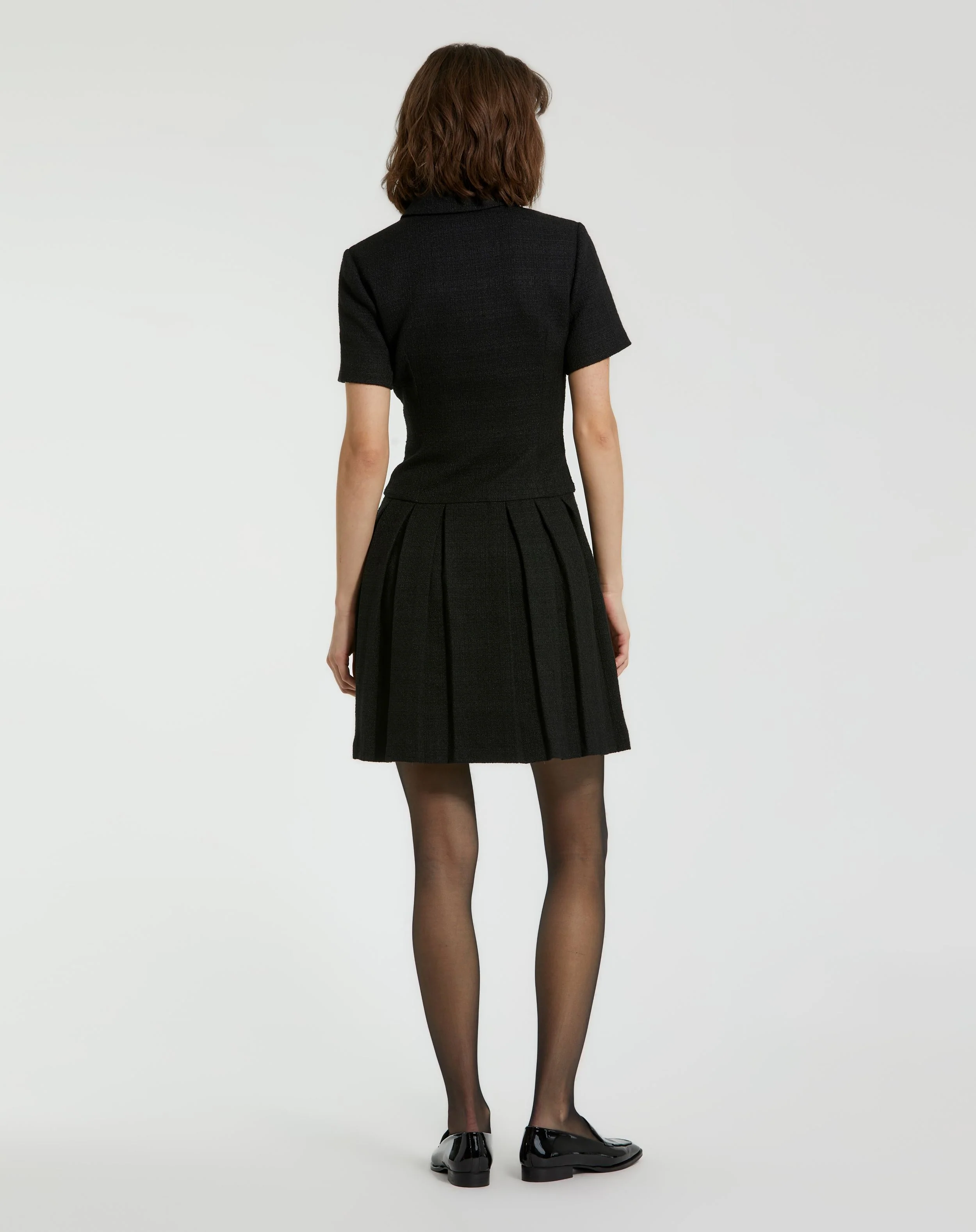 Black Tweed Short Sleeve Blazer Mini Dress