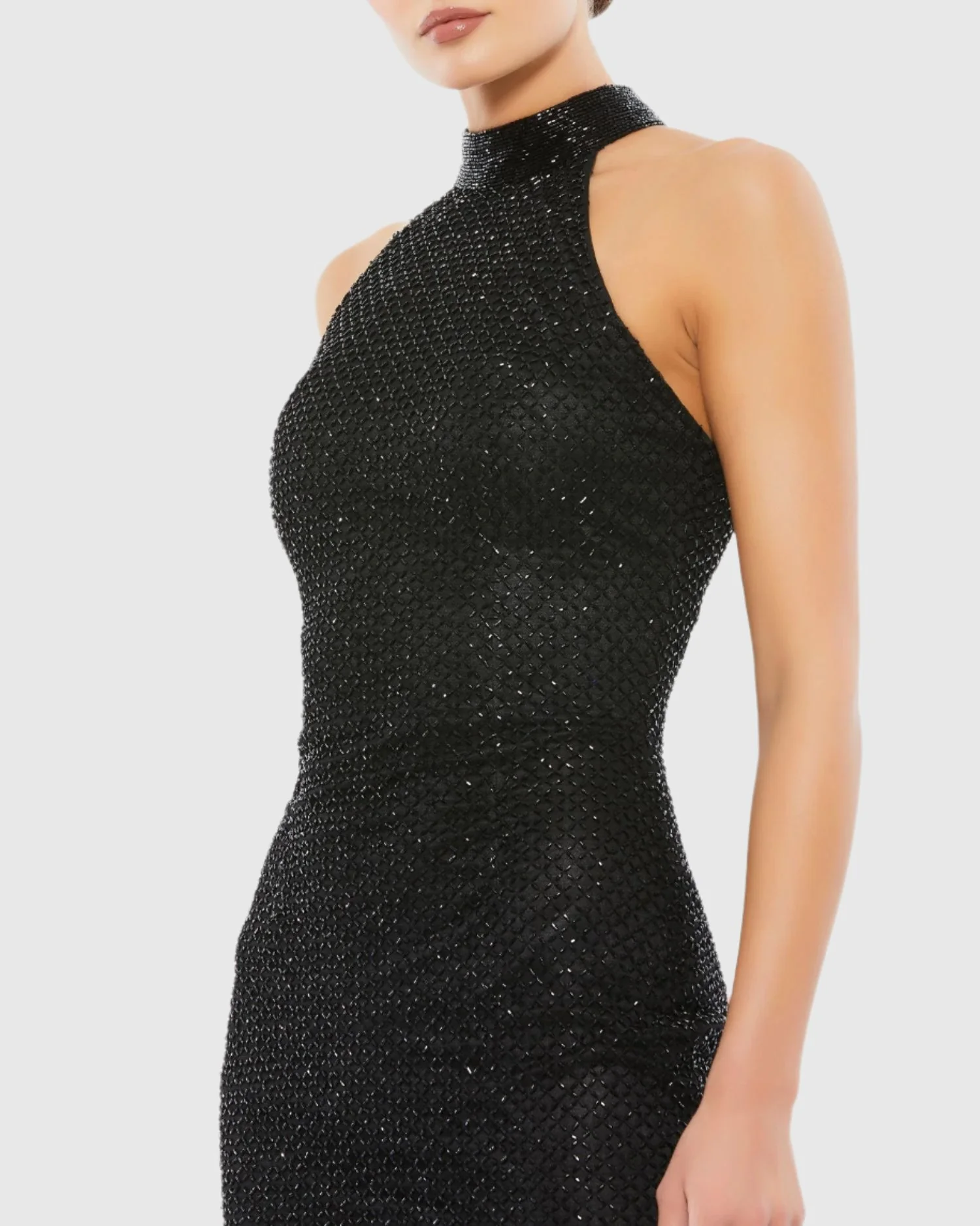 High Neck Halter Sleeveless Midi Dress