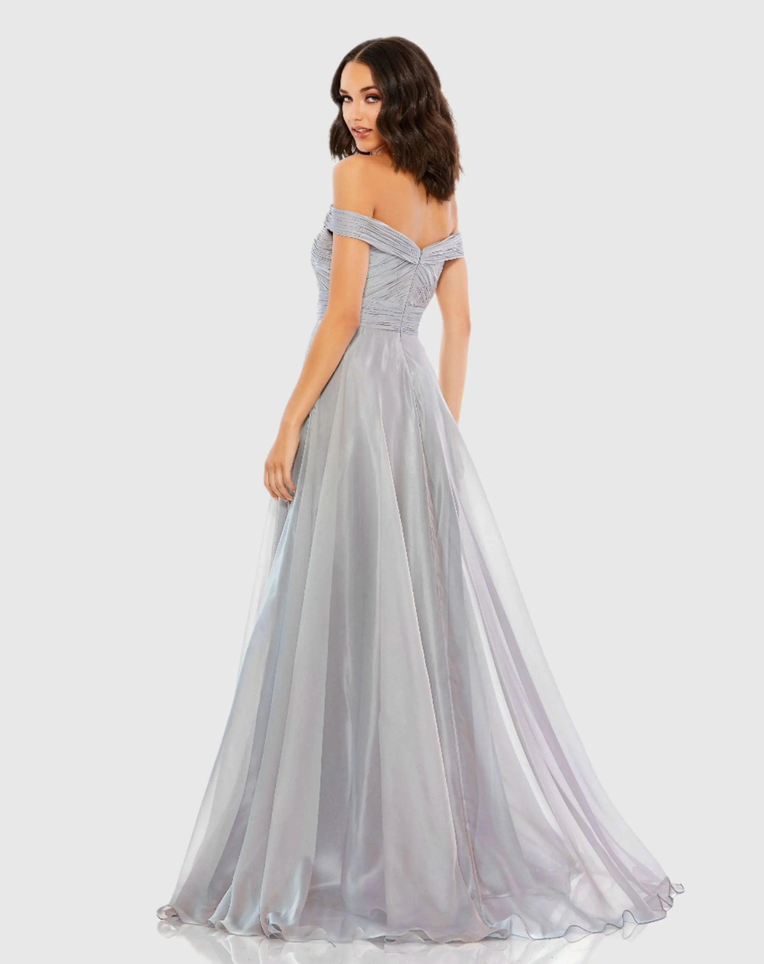 Off The Shoulder Ruched A Line Gown