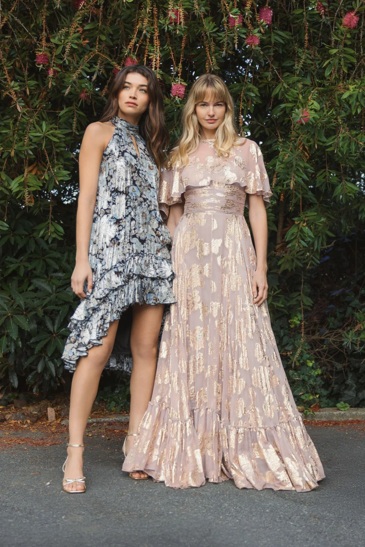 Black Multicolor High Neck Keyhole A-Line Floral Ruffle Mini Dress