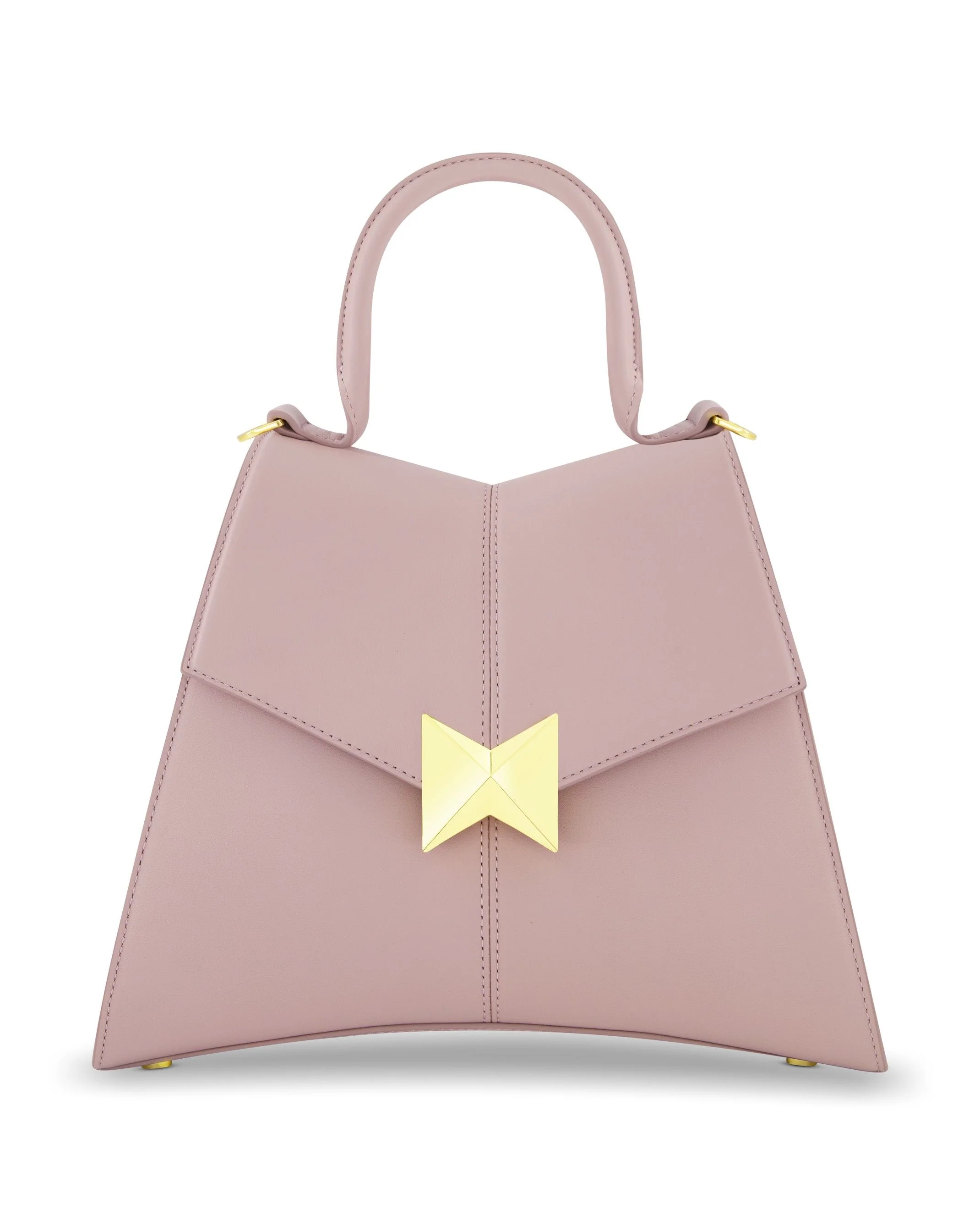 Medium Angular Wisteria Leather Handbag With Gold Hardware
