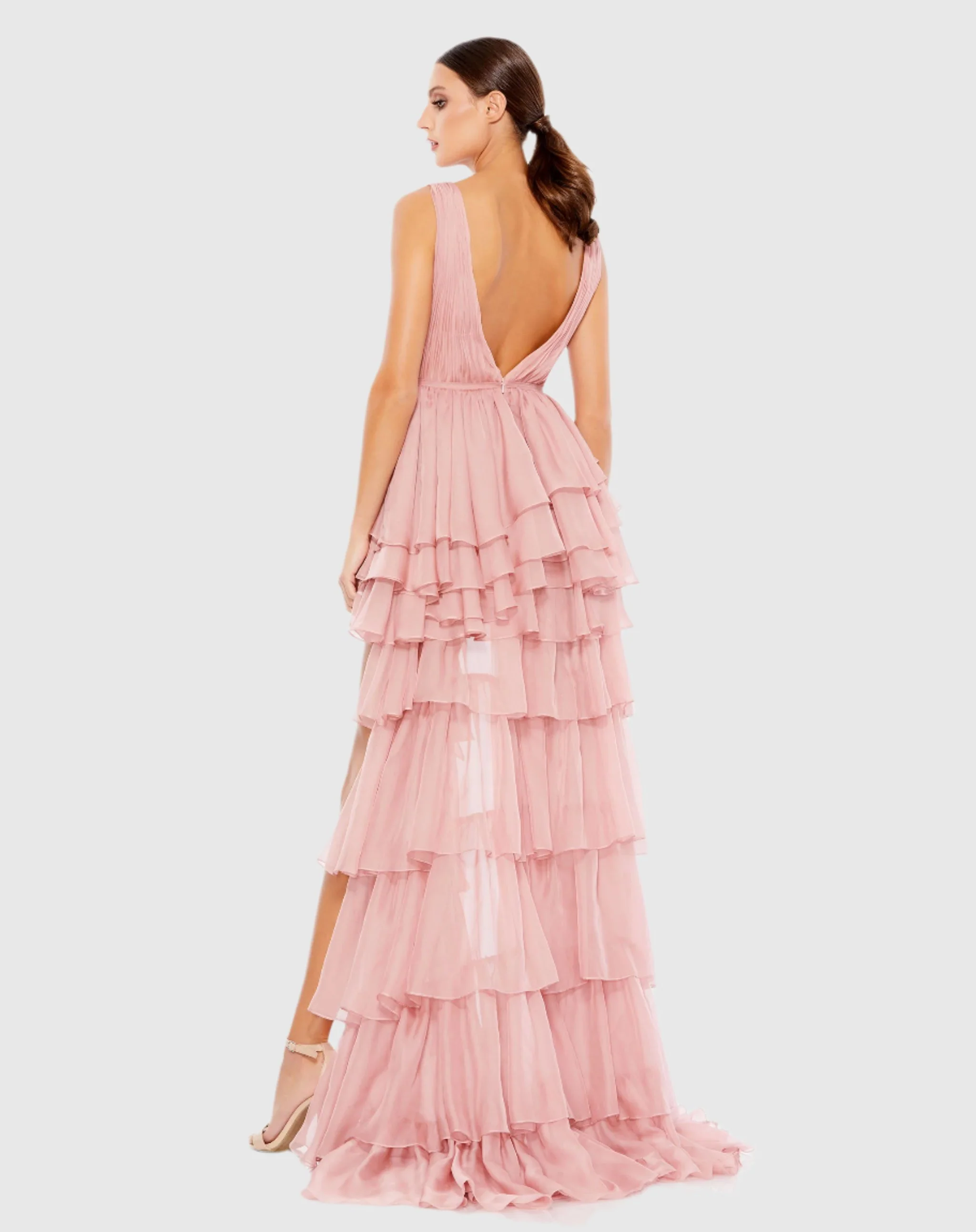 Pink High Low Gown with Built In Bodysuit