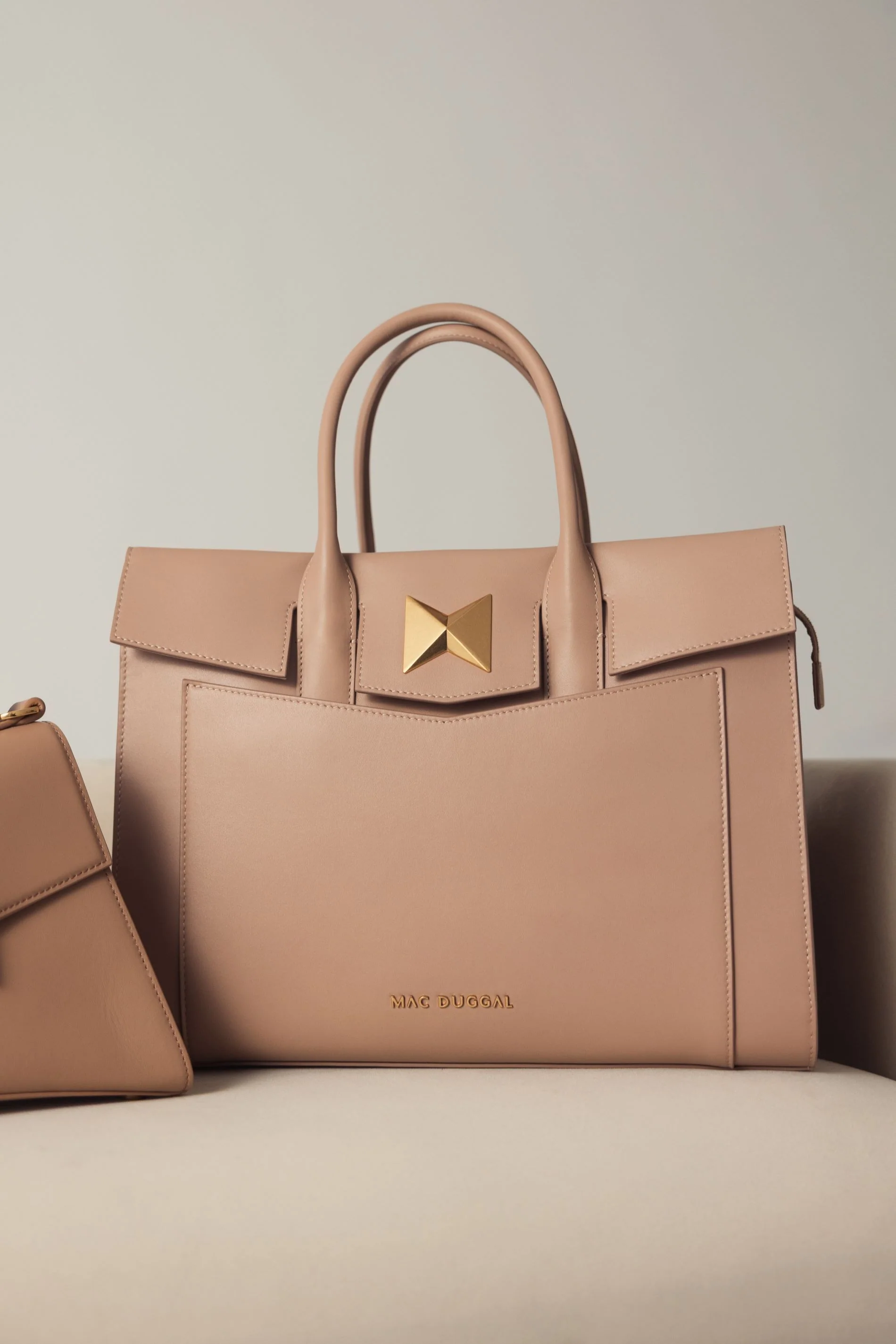 Large Leather Briefcase Bag With Gold Hardware