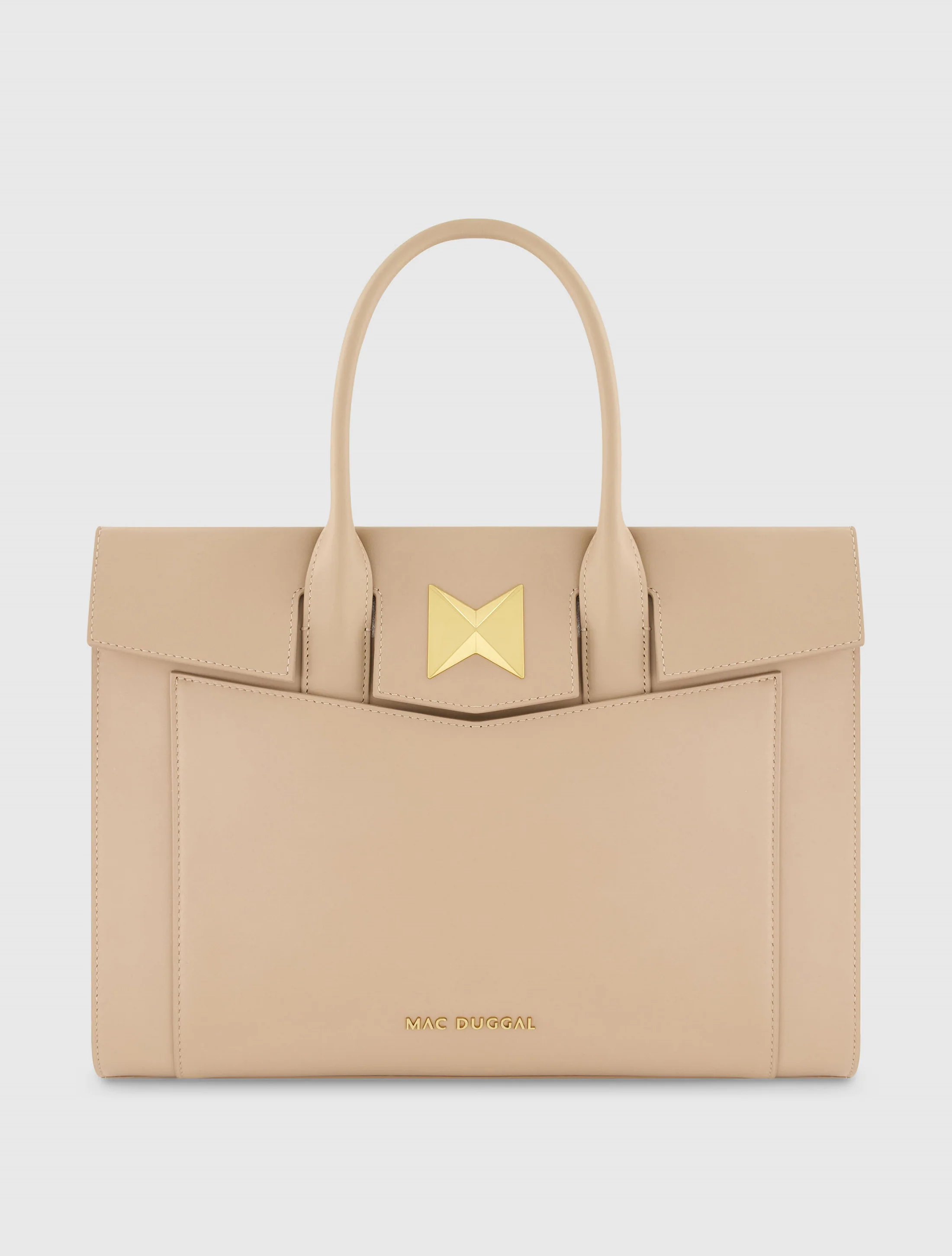 Large Leather Briefcase Bag With Gold Hardware