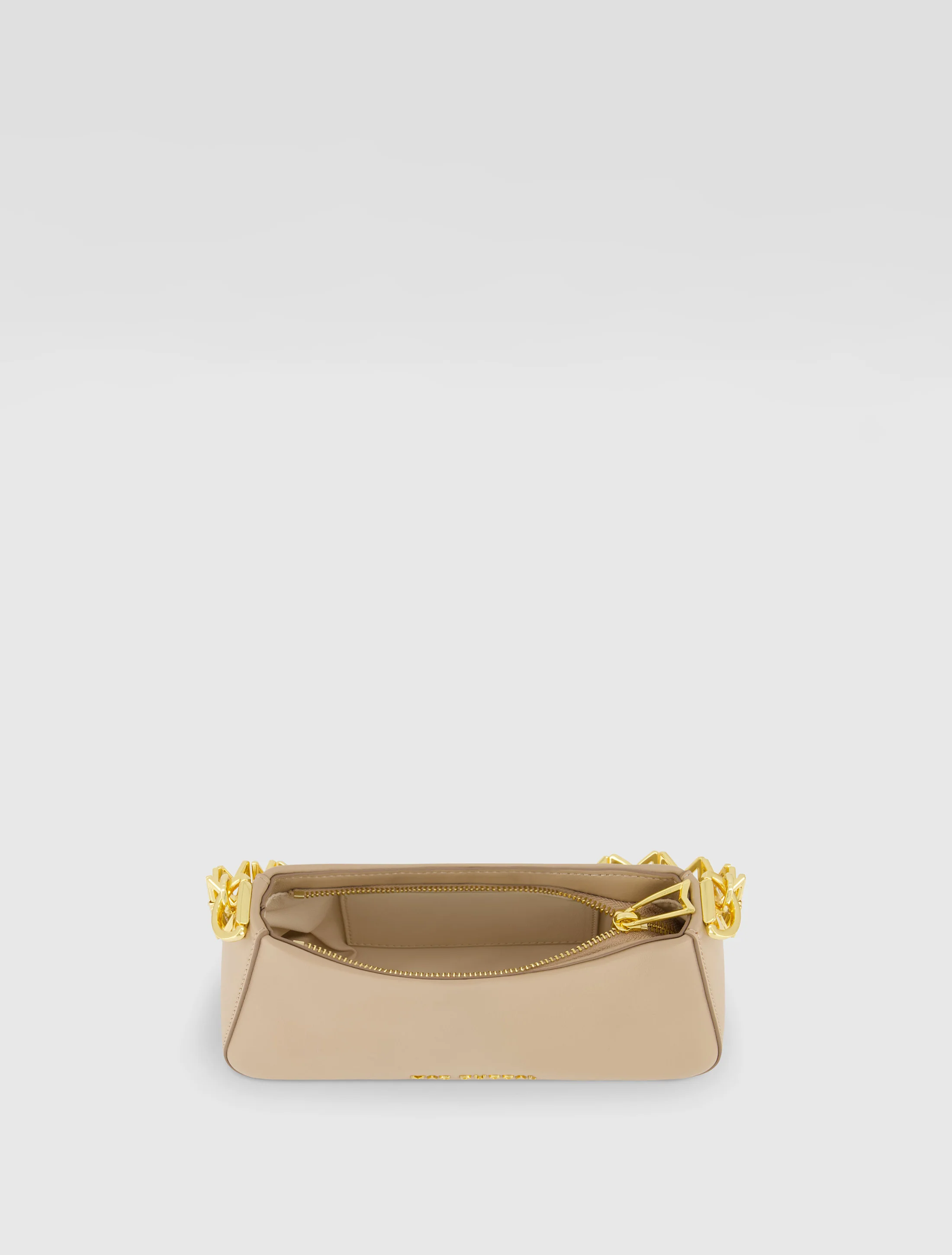 Gold Strap Small Taupe Nappa Leather Shoulder Bag