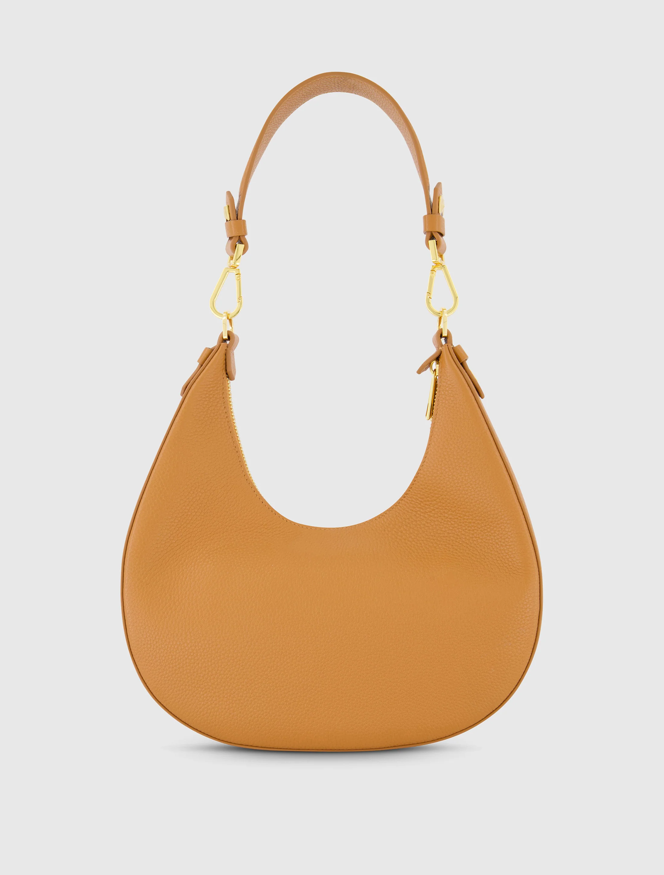 Grain Leather Hobo Bag With Gold Hardware