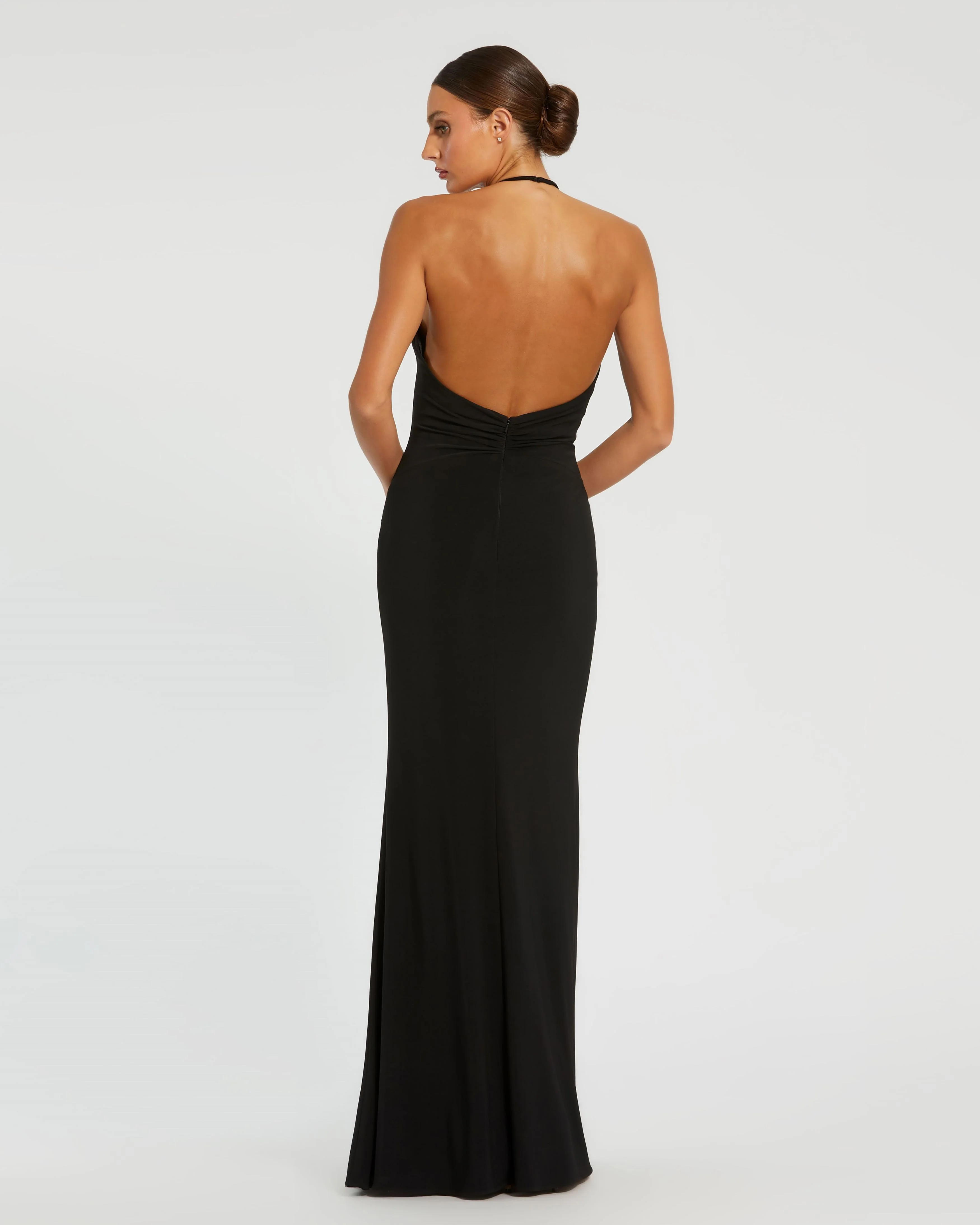 Black High Neck Cut Out Gown