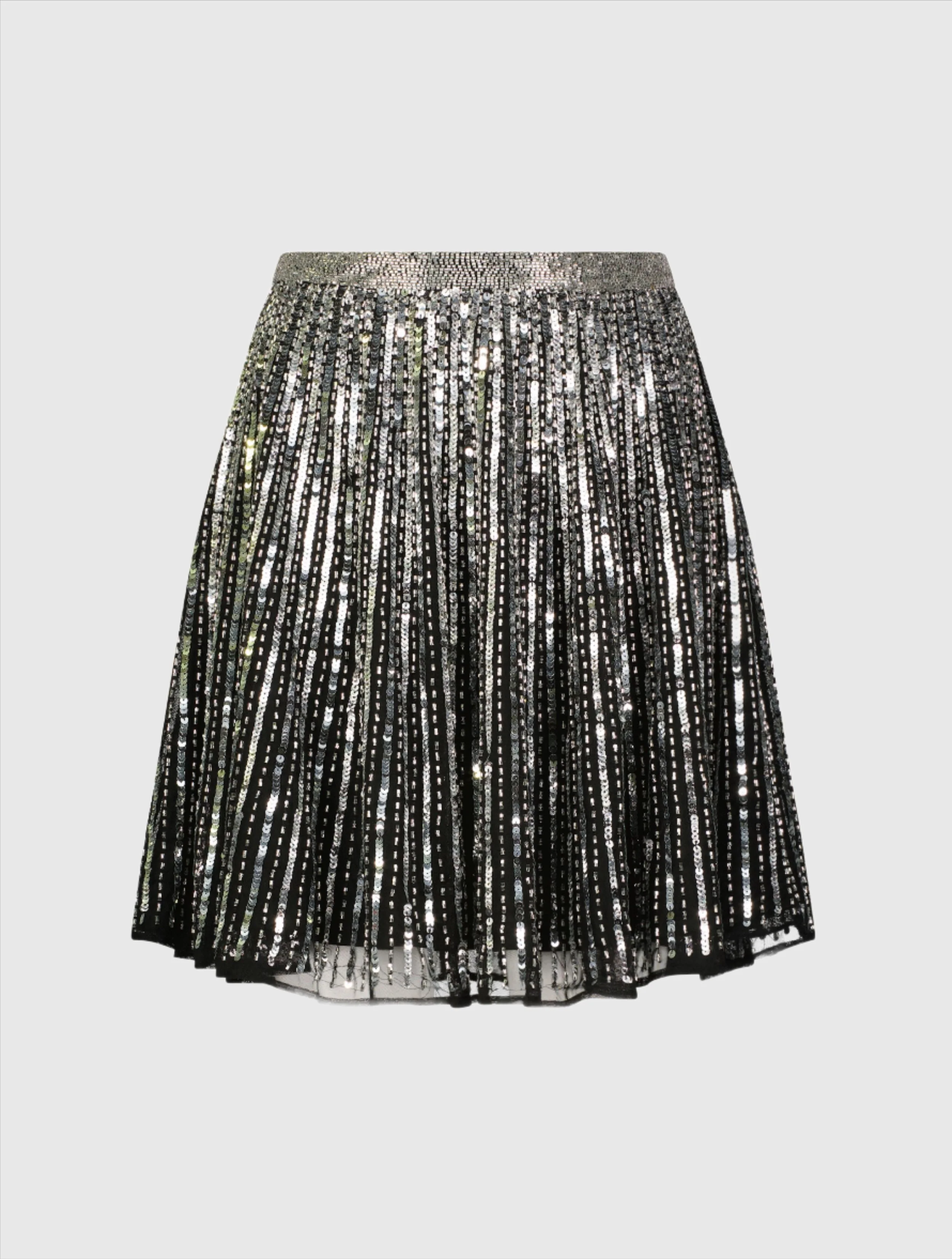 Sequin Embellished Chiffon A-line Mini Skirt