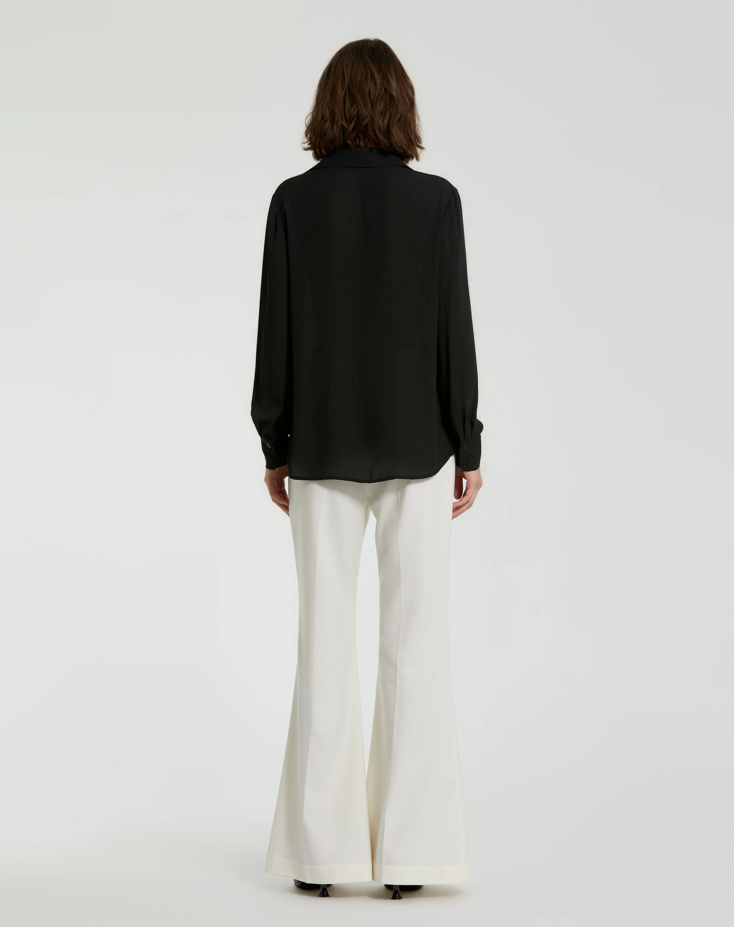 The Bentley Long Sleeve Button Up Georgette Blouse - FINAL SALE