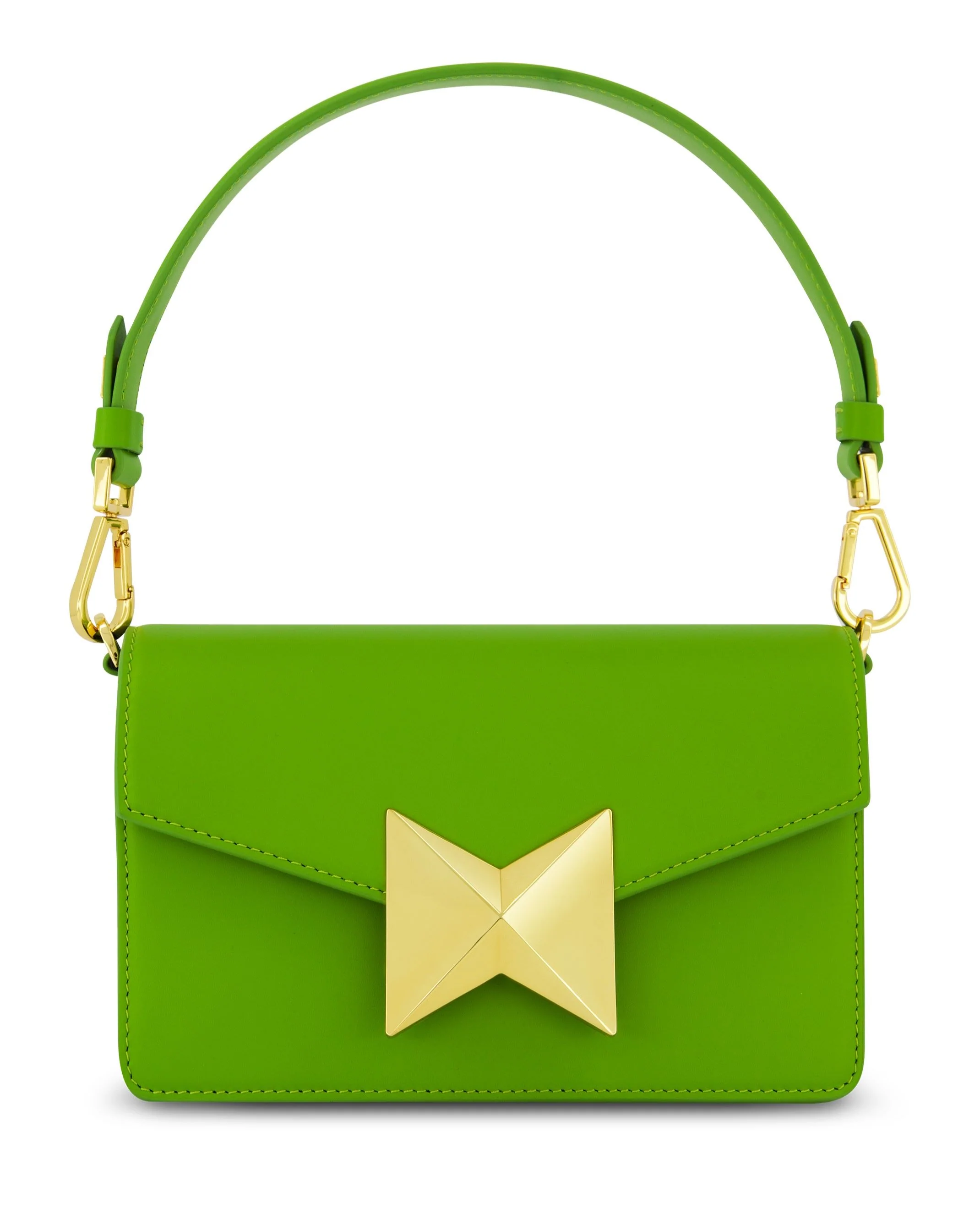 Mini Green Leather Shoulder Bag With Gold Hardware