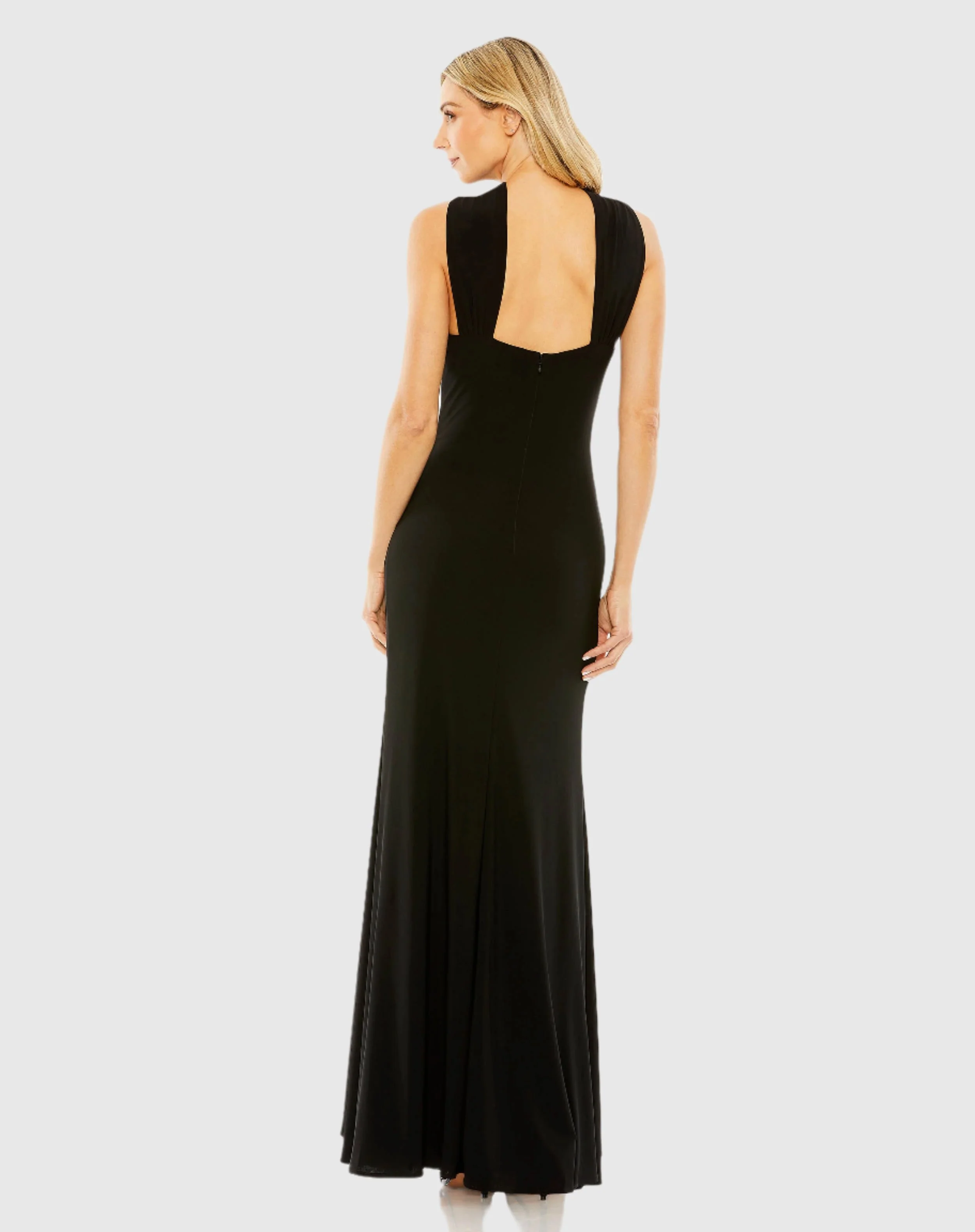 Knotted Halter Neck Keyhole Jersey Gown