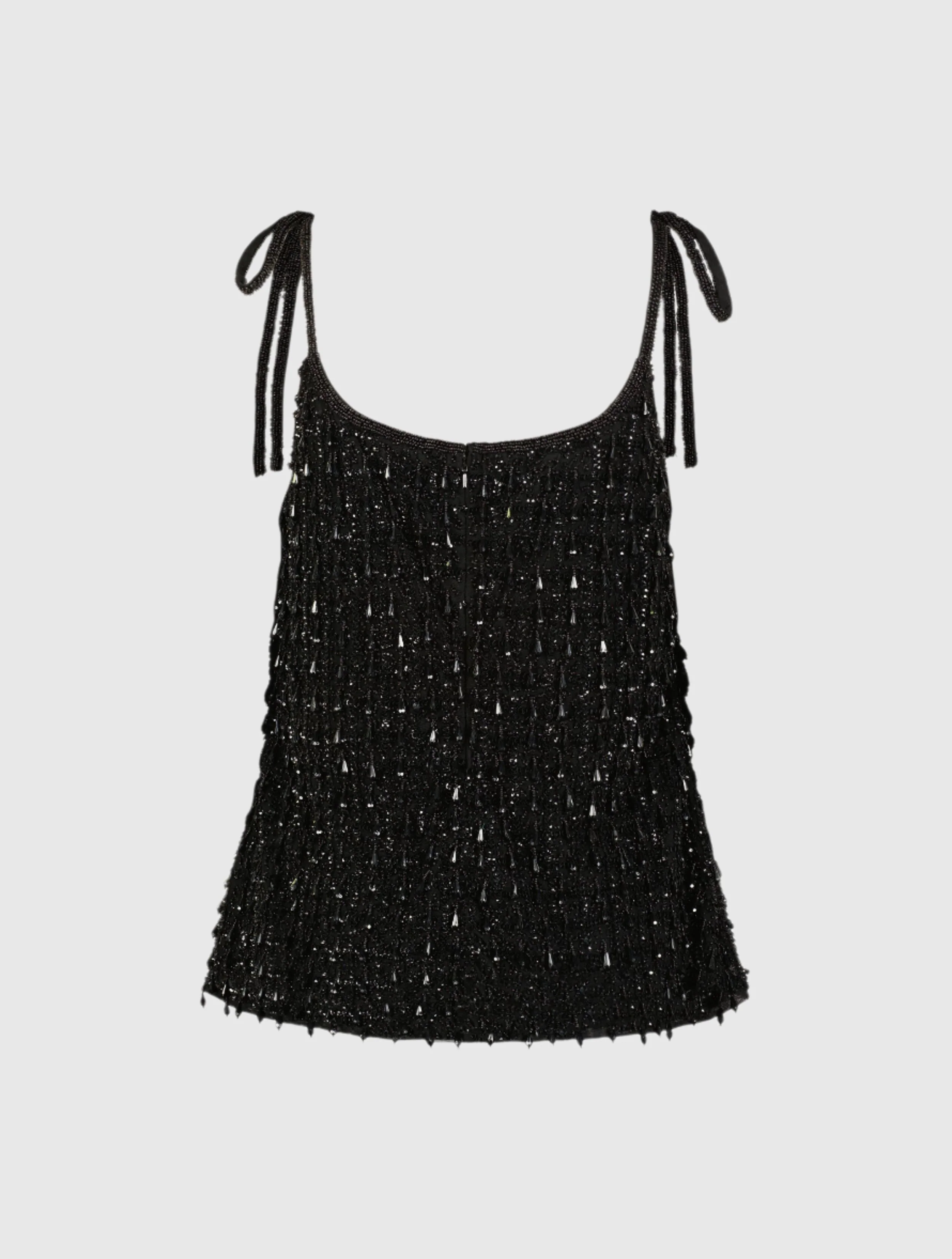 Black Crystal Embellished Soft Tie Cami Top - FINAL SALE