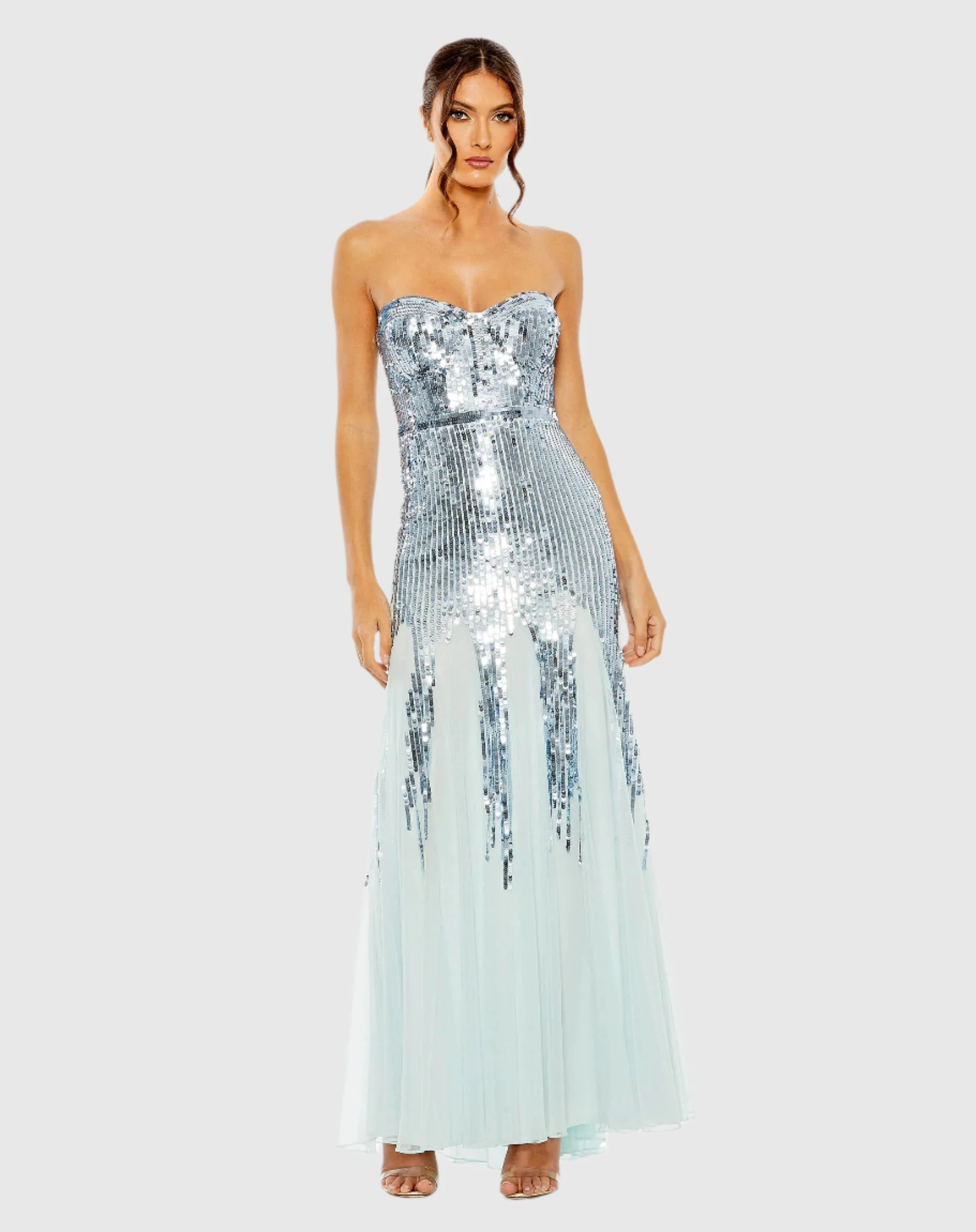 Sleeveless Sequin Mesh Gown