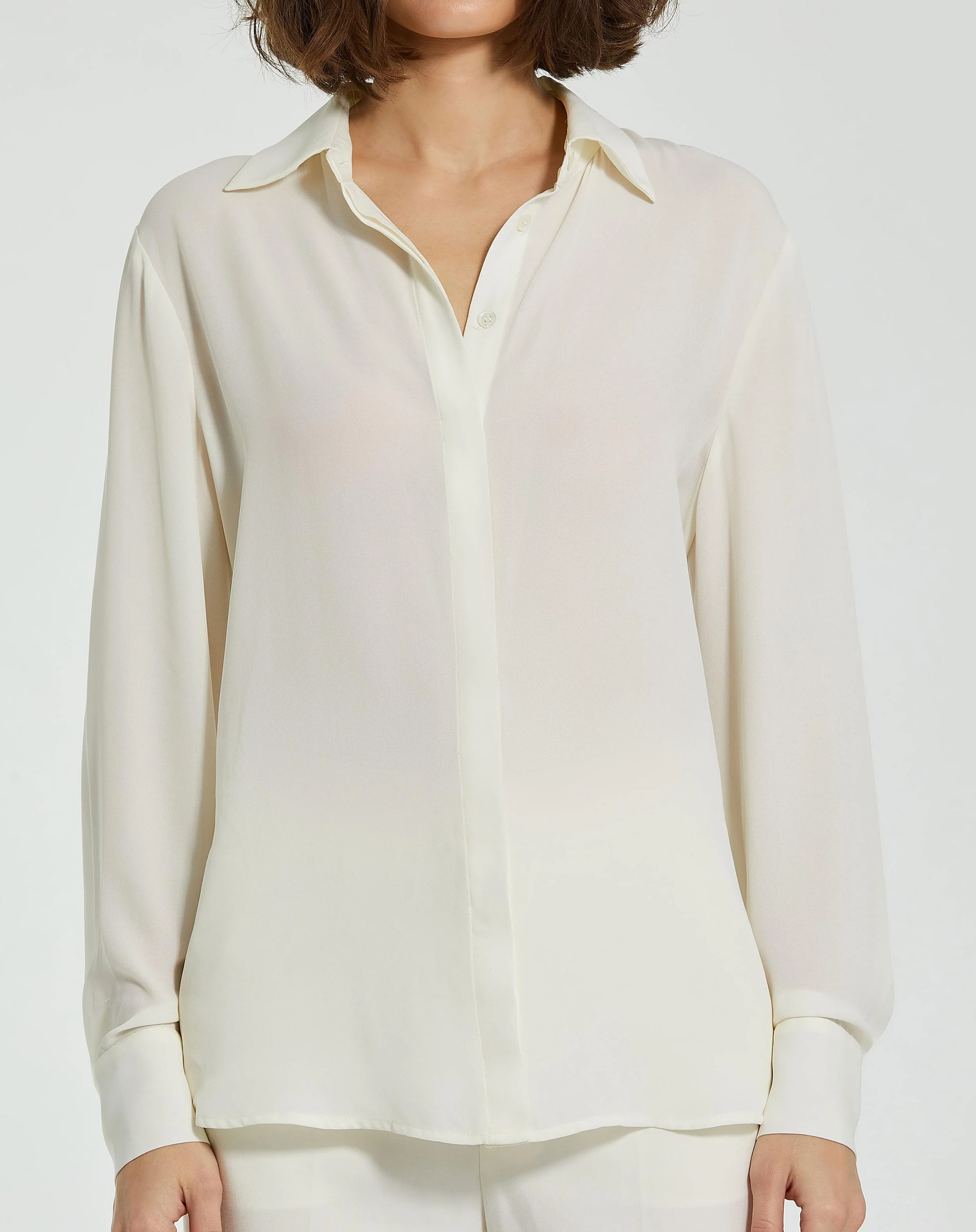 The Bentley Long Sleeve Button Up Georgette Blouse - FINAL SALE