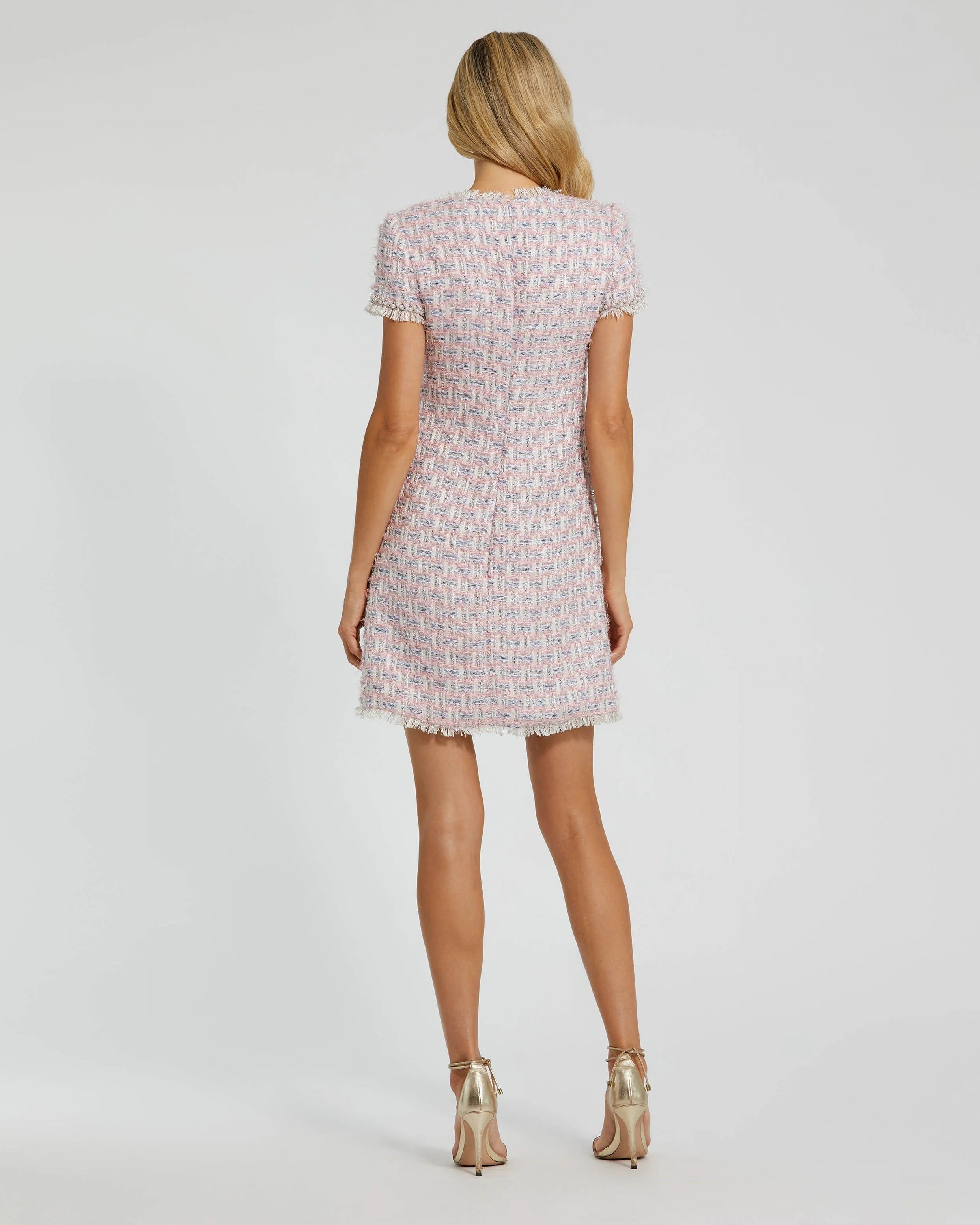 Pink Cap Sleeve Floral Button Detail Shift Dress