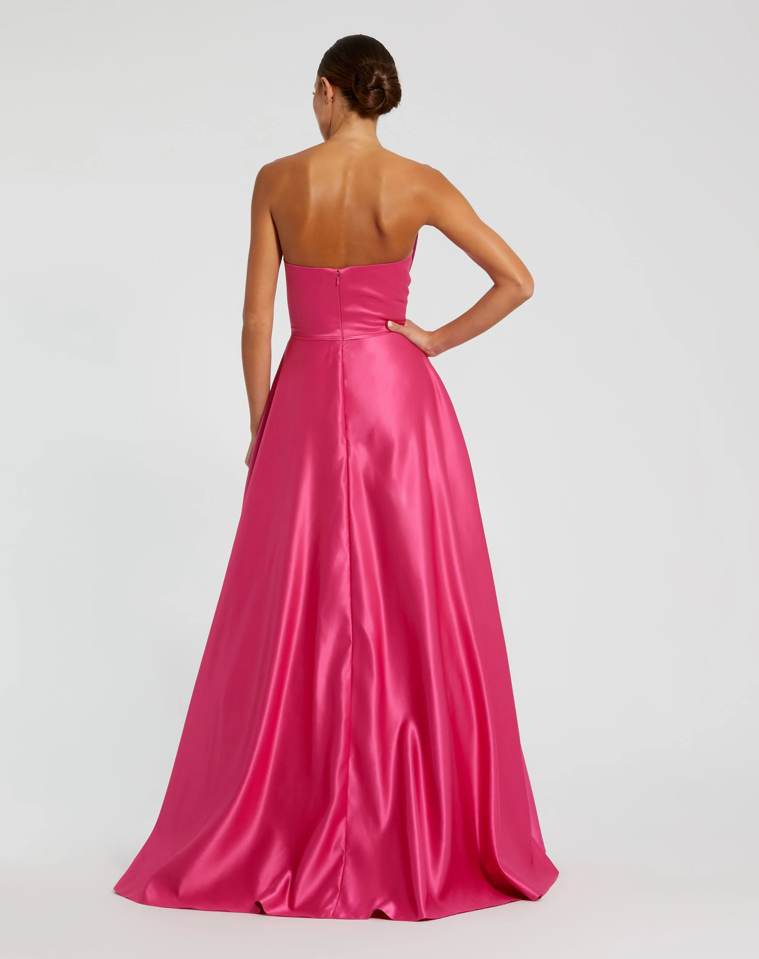 Pink Strapless A-Line Bow Ballgown