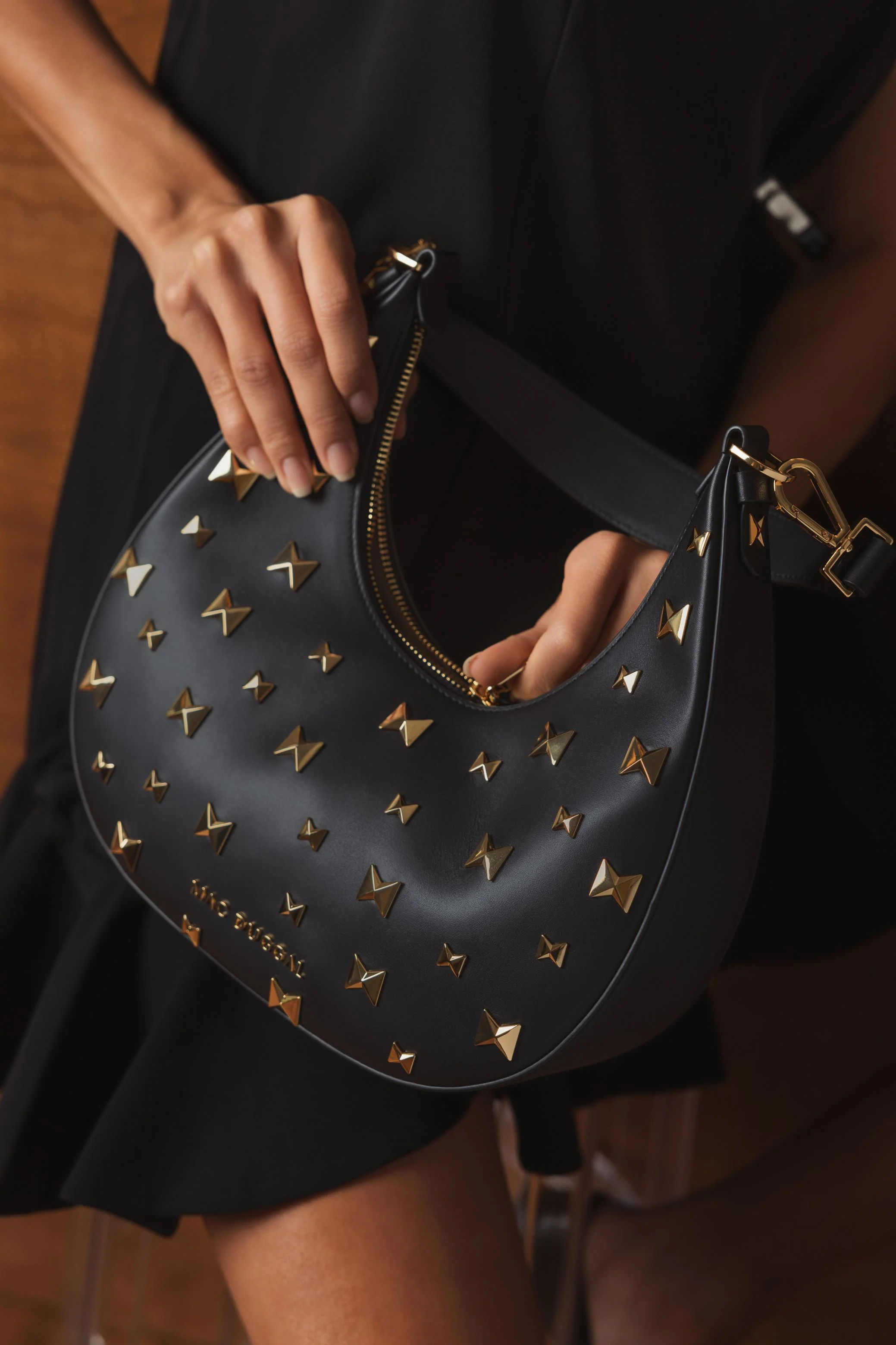 Leather Hobo Bag With Gold Hardware