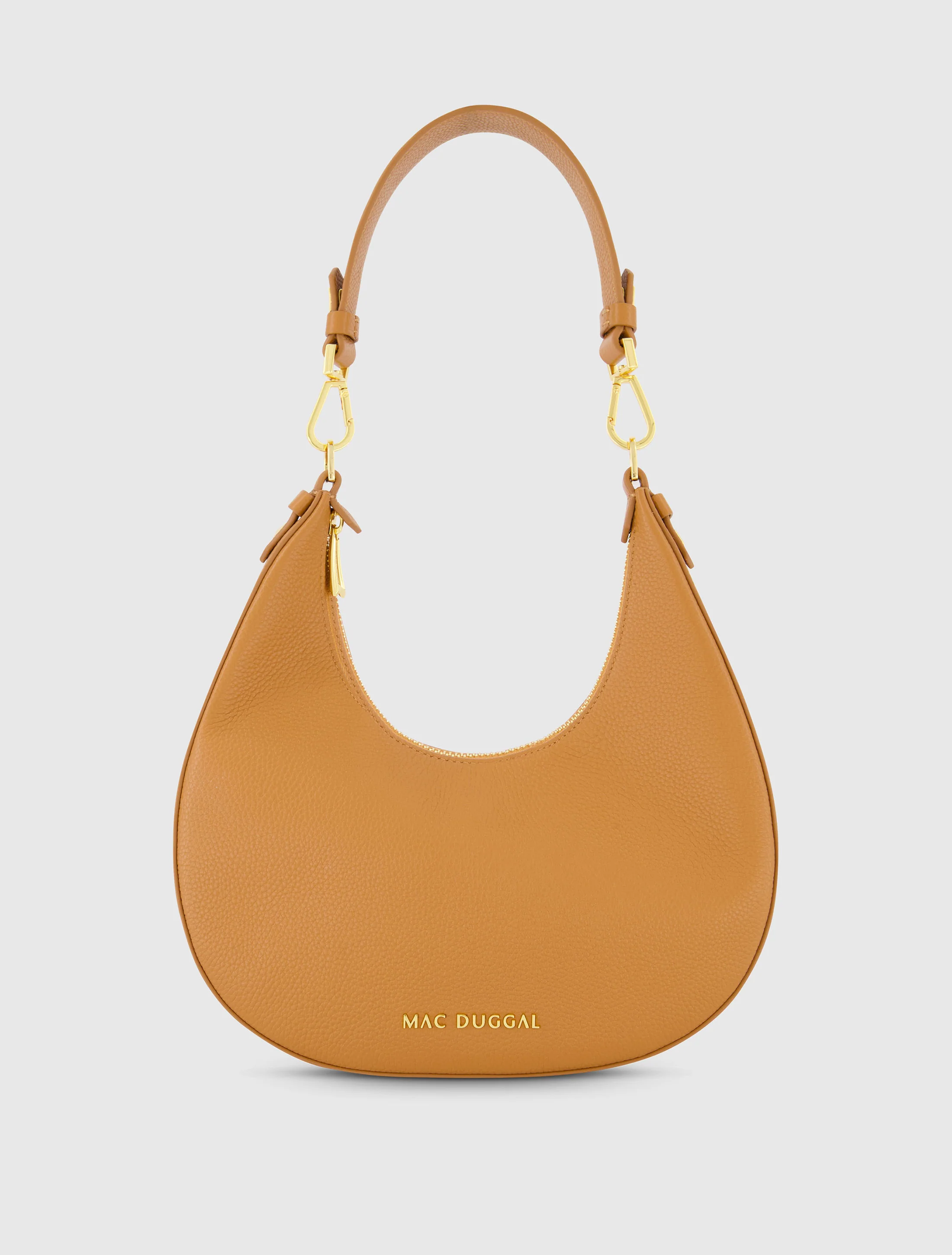Grain Leather Hobo Bag With Gold Hardware