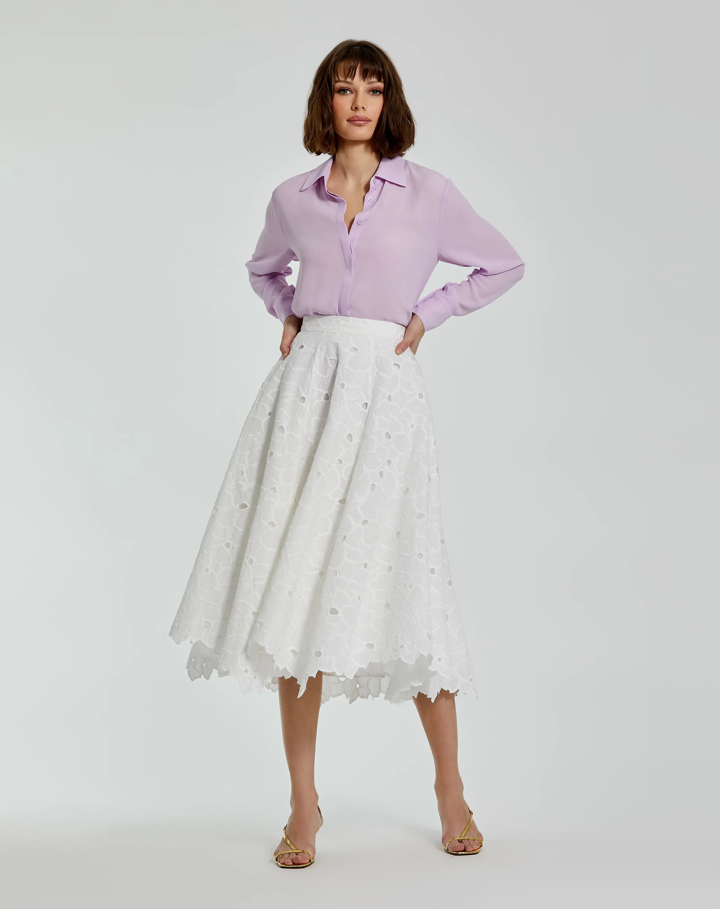 Embroidered Floral A-line Midi Skirt - FINAL SALE