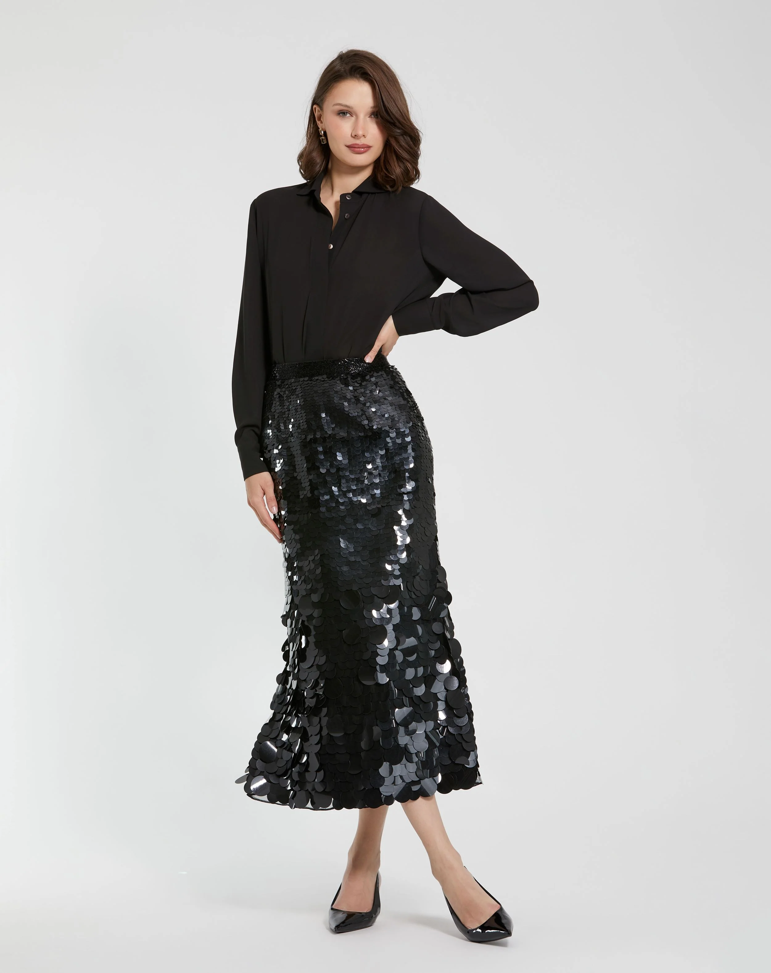 Paillette Sequin Midi Skirt
