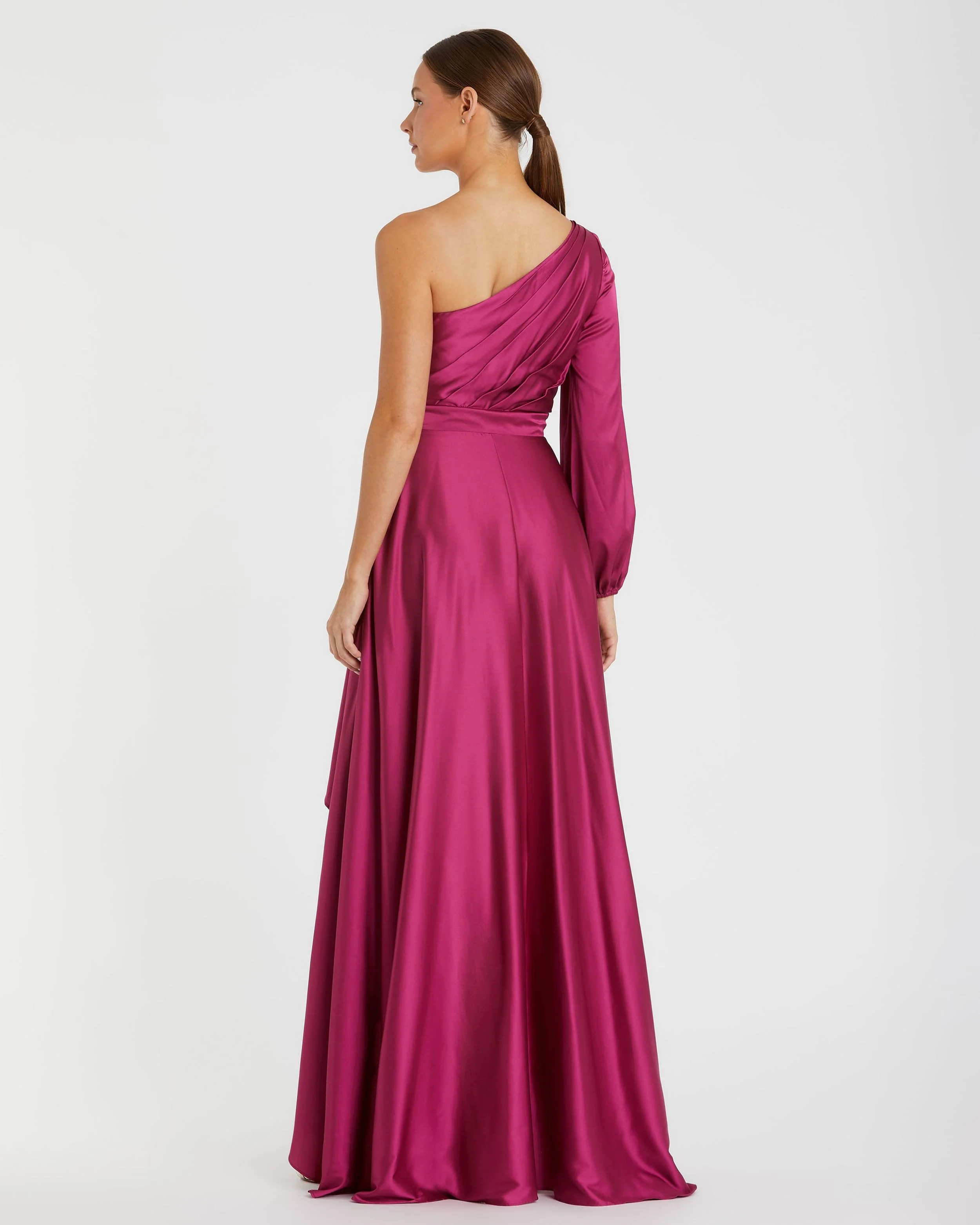Purple High Low One Shoulder Flowy Gown