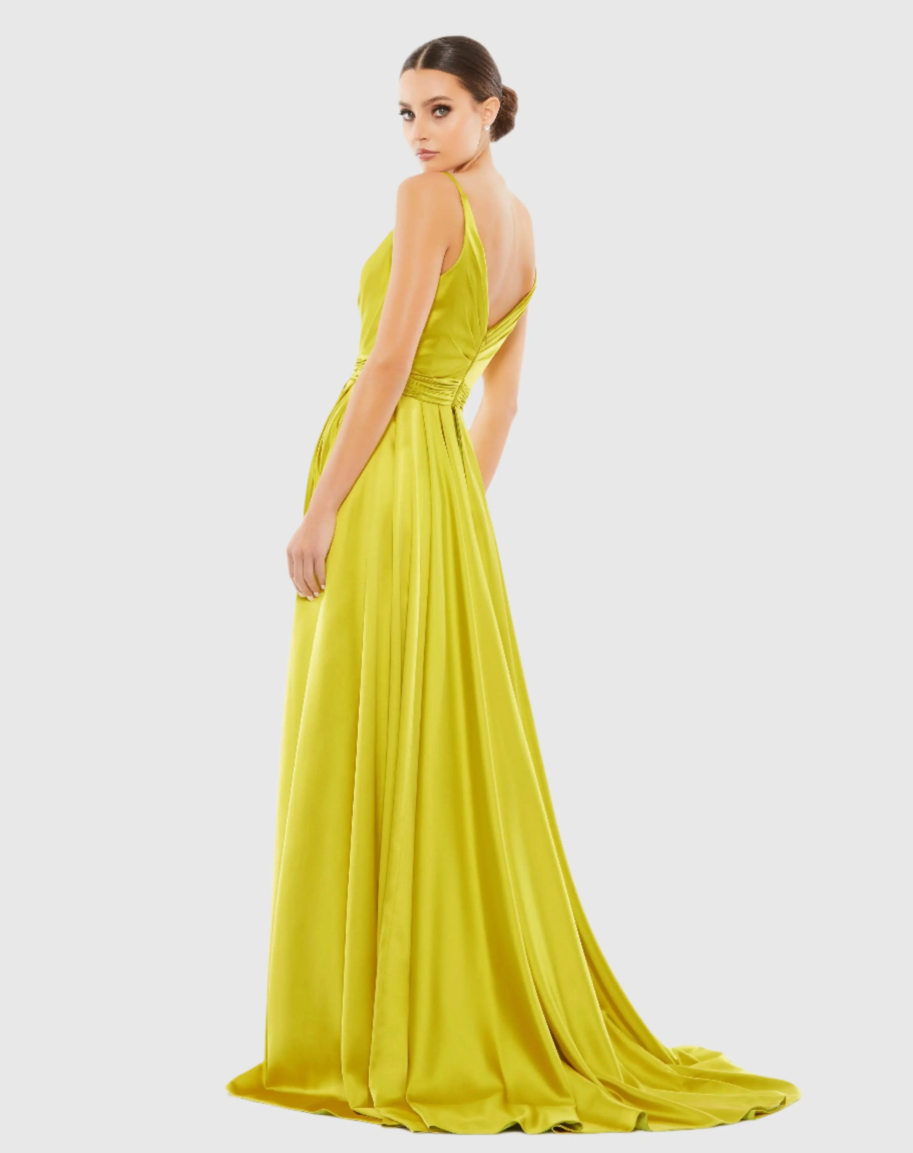 Green Sleeveless Faux Wrap Draped Gown - FINAL SALE