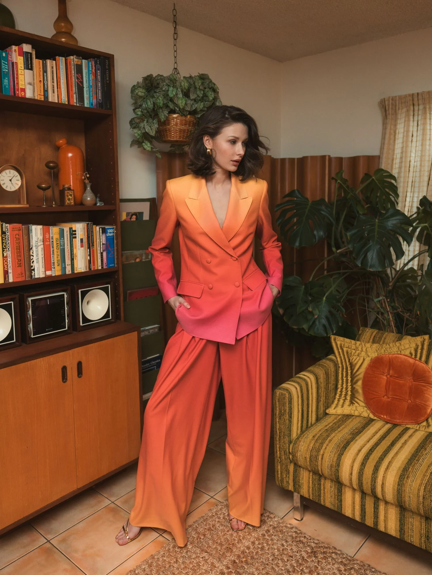 Ombre Crepe Wide Leg Trouser Pant - FINAL SALE