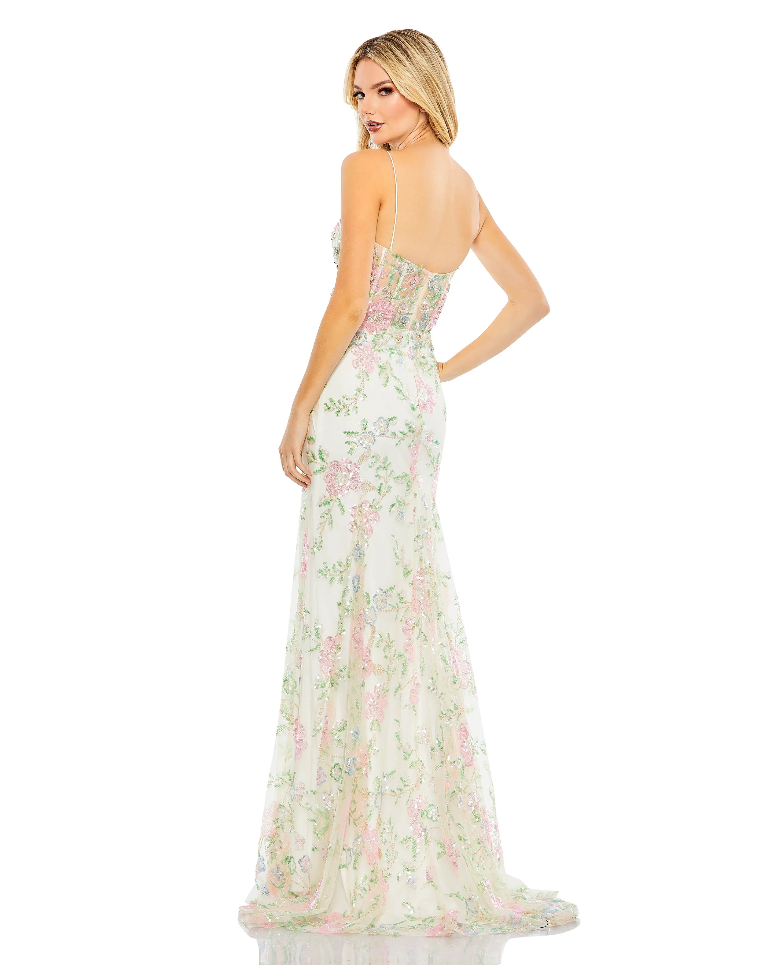 Embellished Sleeveless Illusion Corset Gown