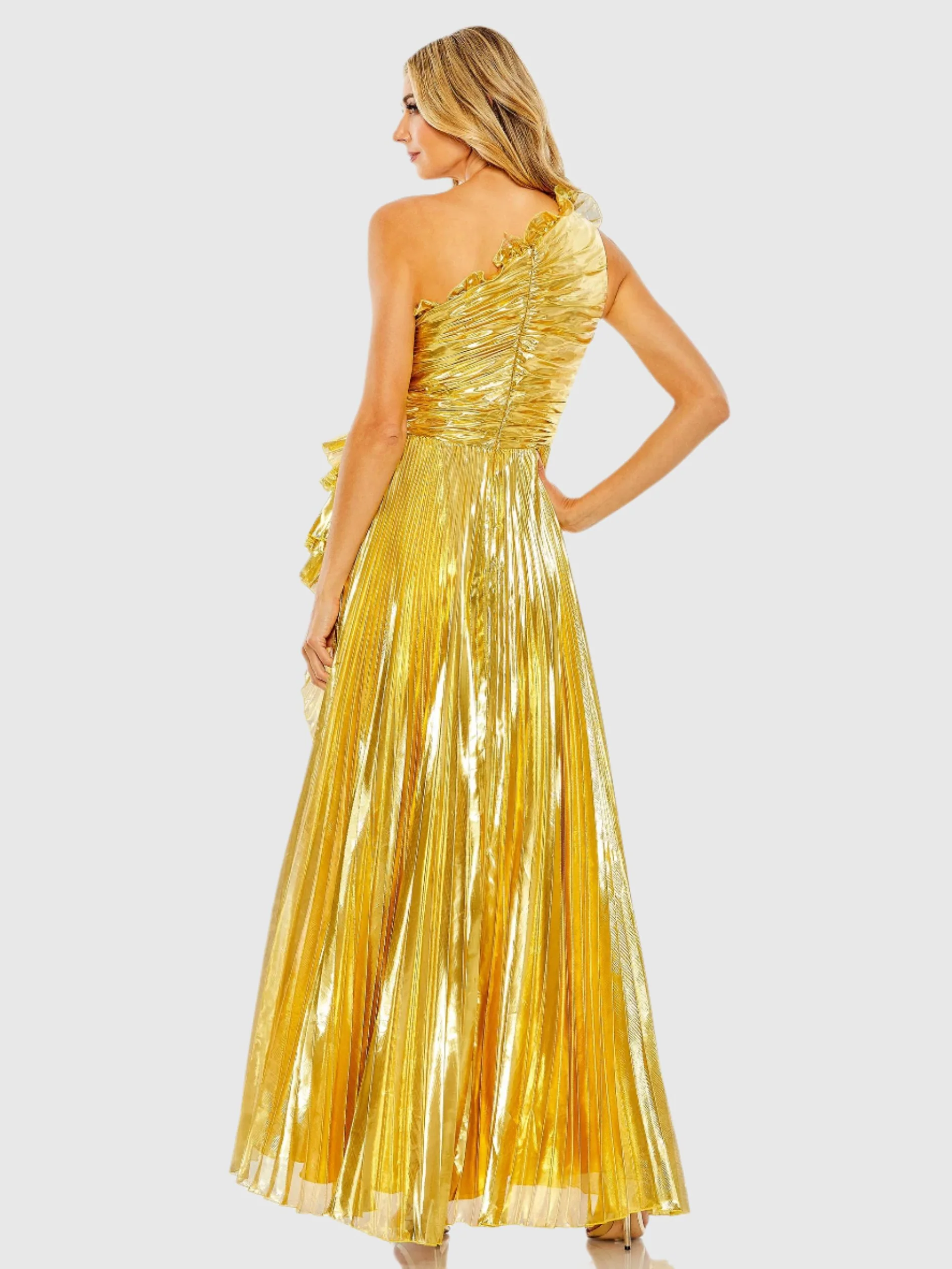 One Shoulder Pleated Gown