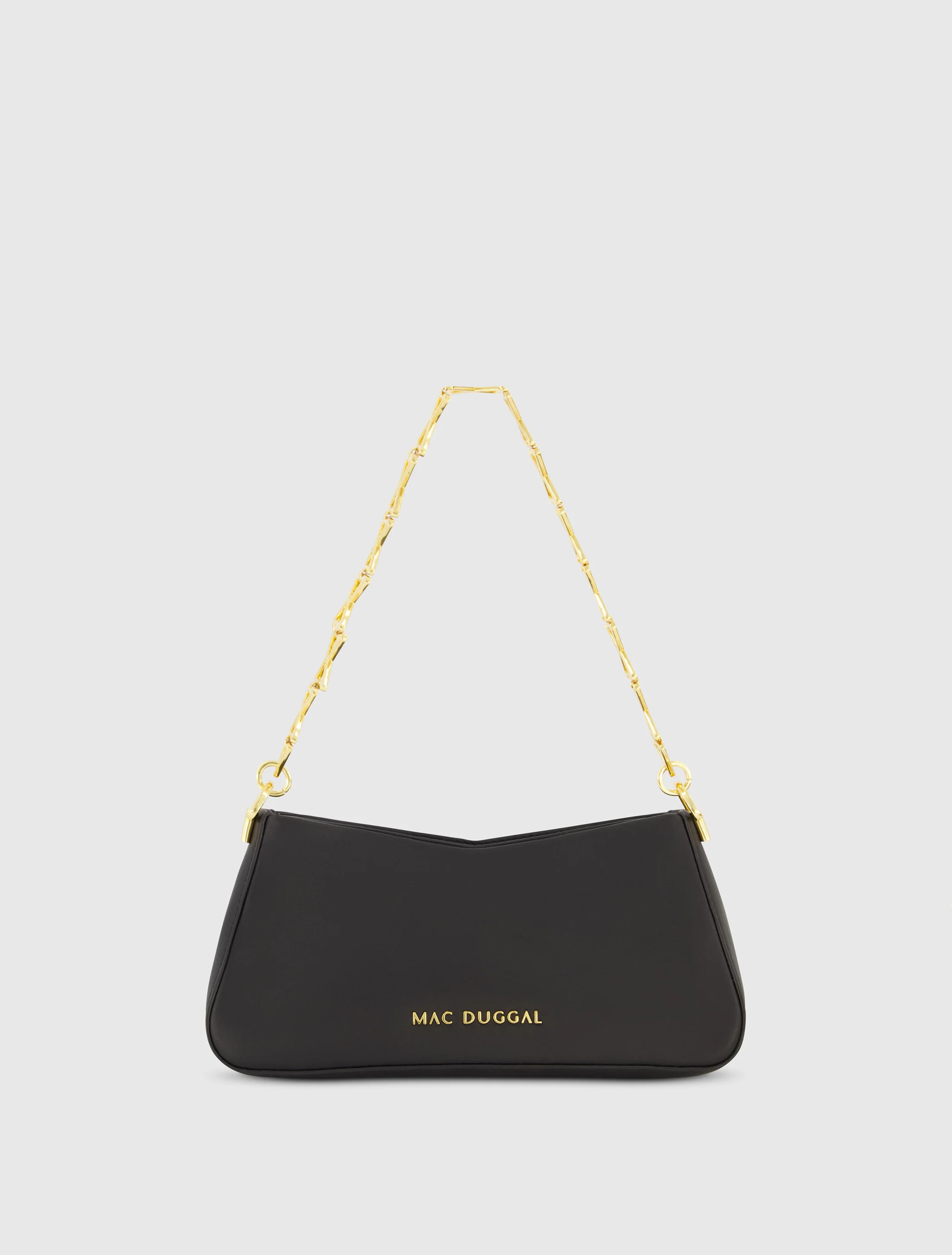 Gold Strap Small Black Nappa Leather Shoulder Bag - FINAL SALE