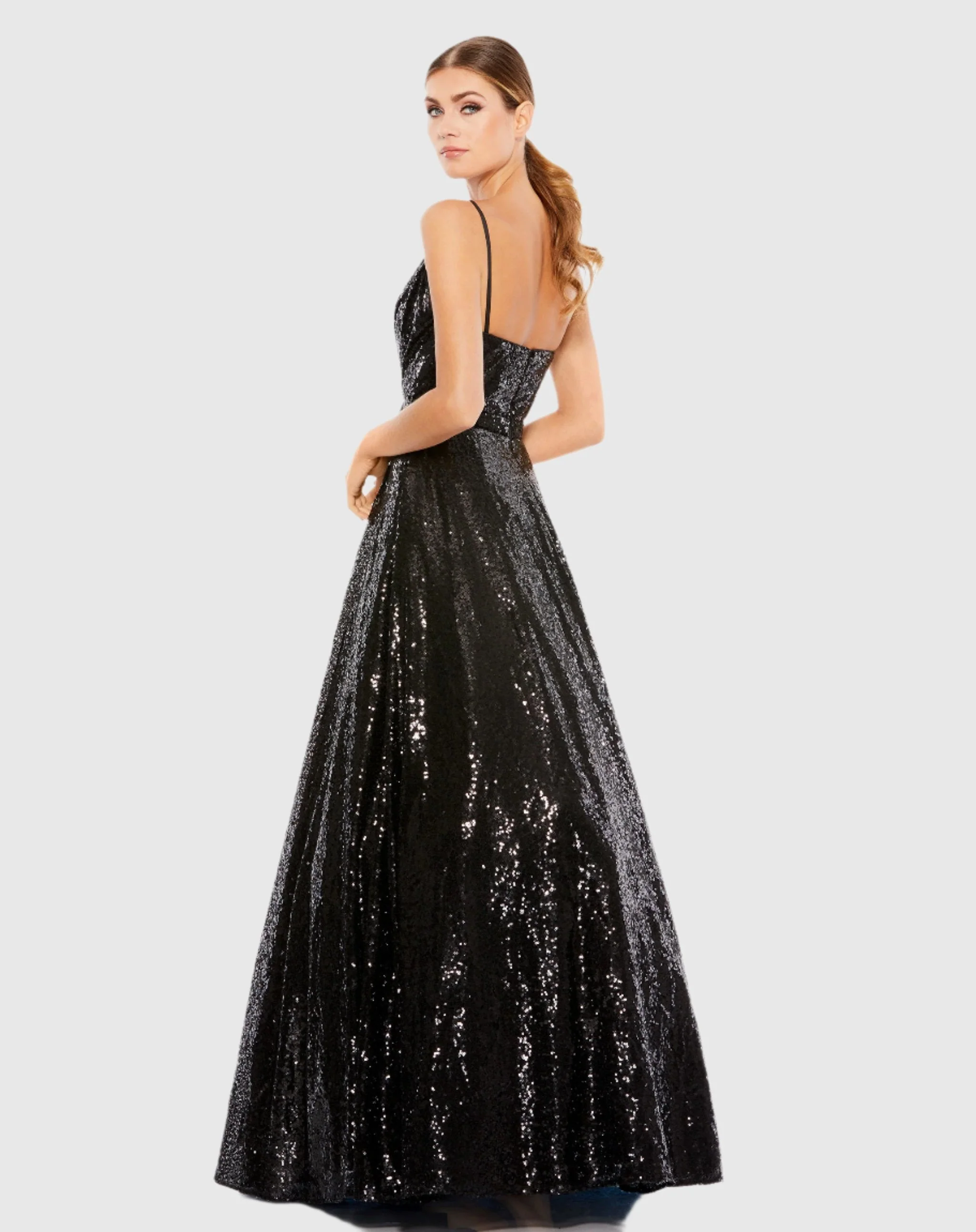 Black V-Neck Sequined Ball Gown - FINAL SALE