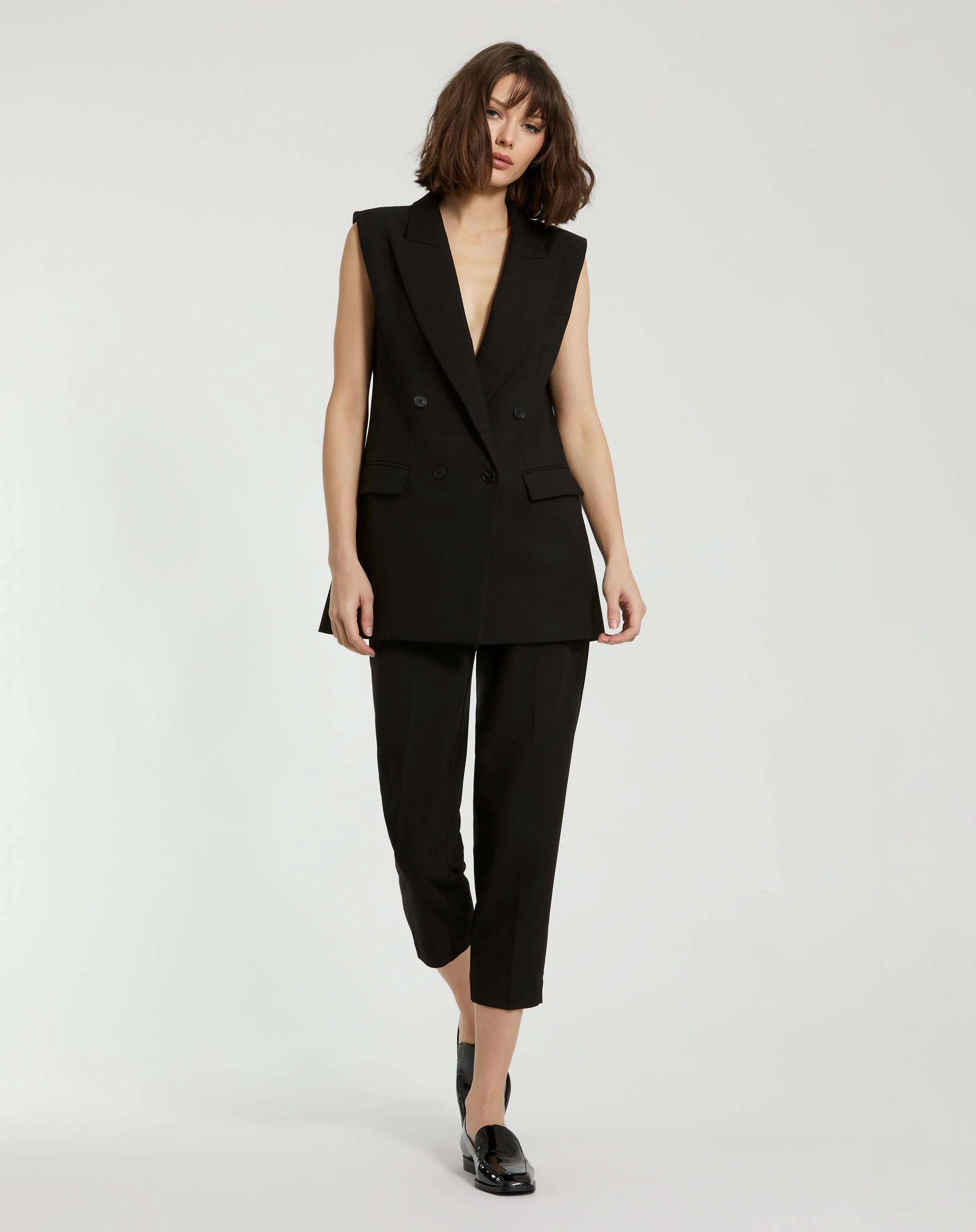 Tailored Crepe Sleeveless Blazer Vest - FINAL SALE