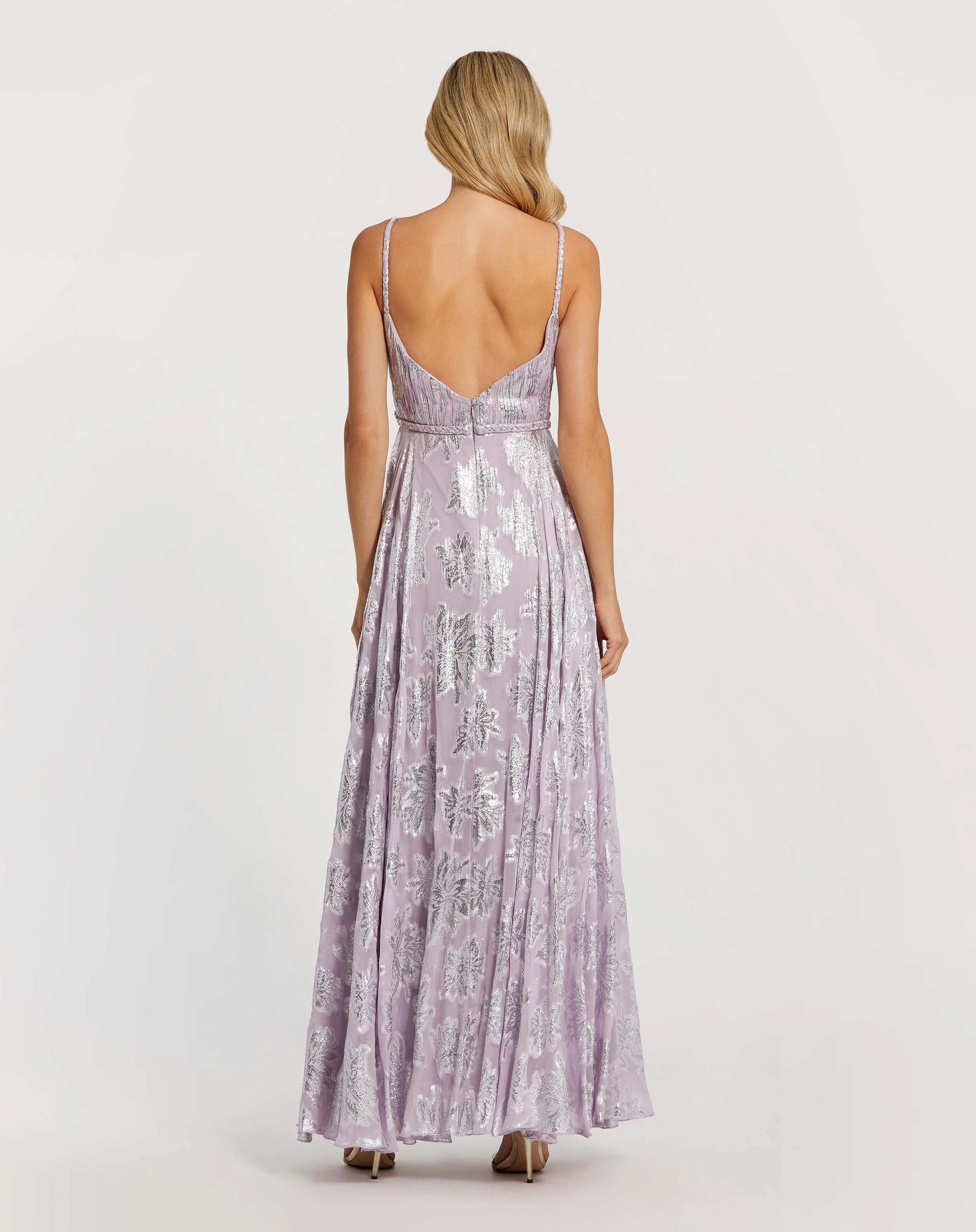 Purple Braided Strap Ruched Top Gown