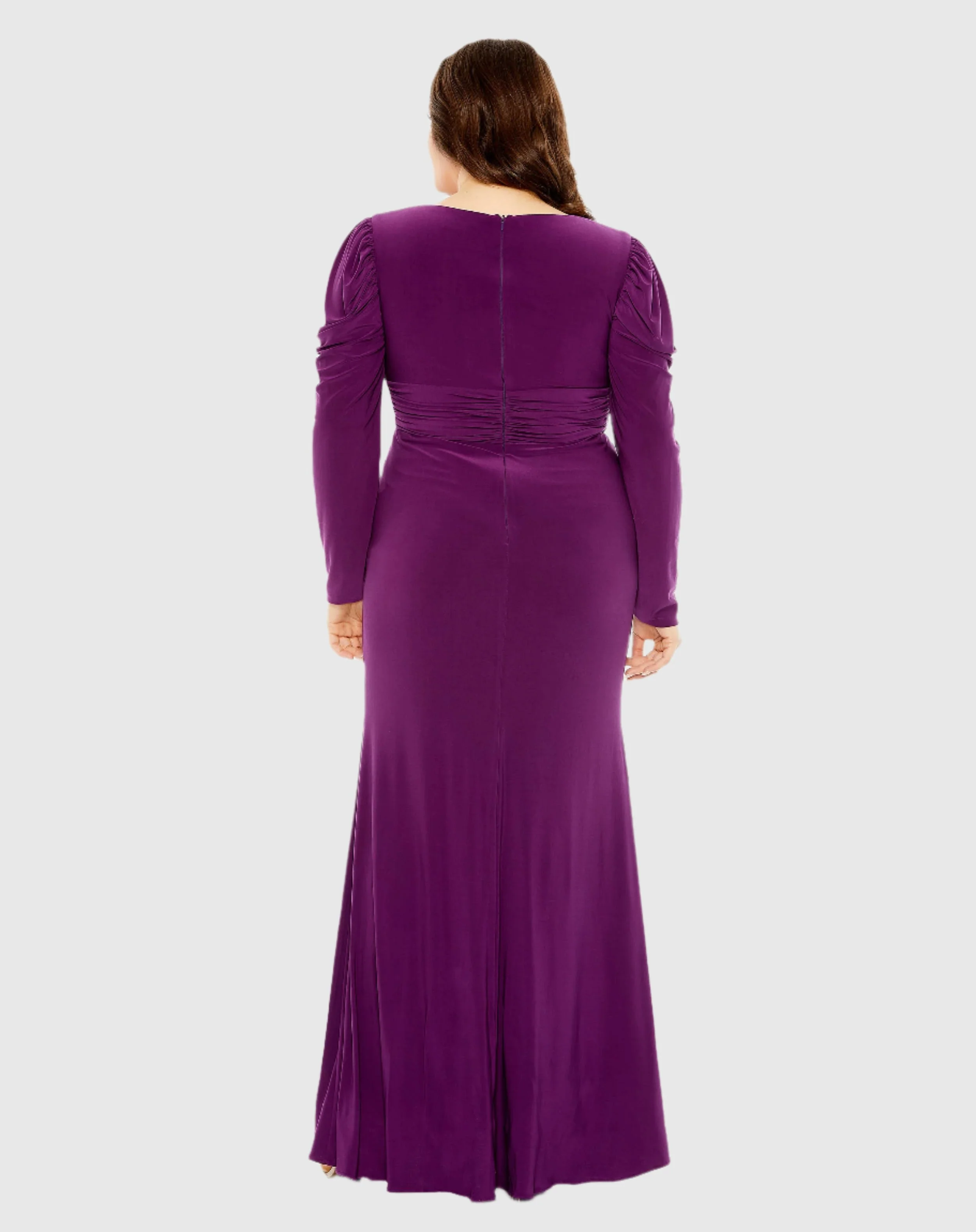 Long Sleeve Keyhole Neck Jersey Gown
