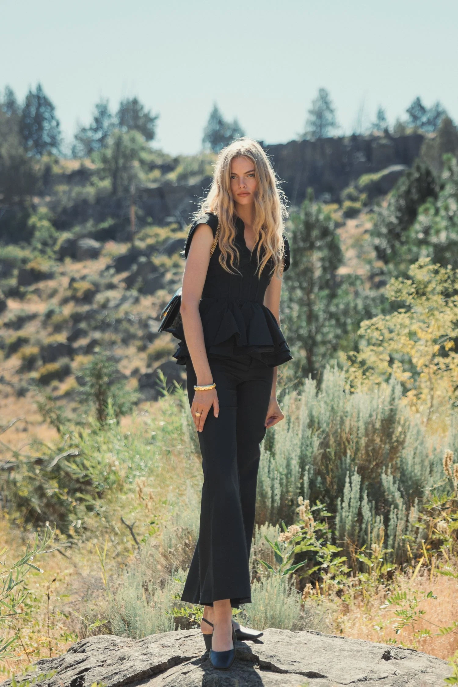 Black Classic Crepe Flared Trouser Pant - FINAL SALE