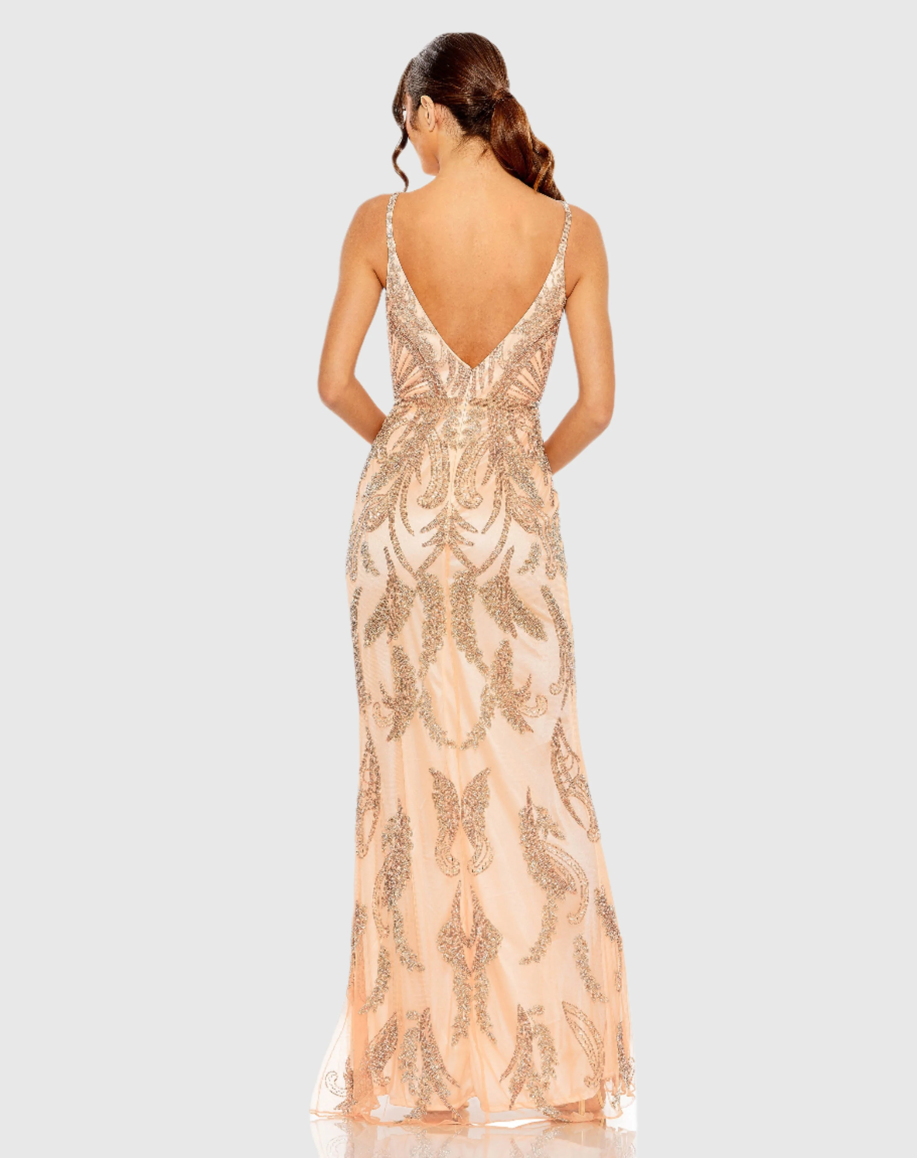 V Neck Sequin Embellished Gown