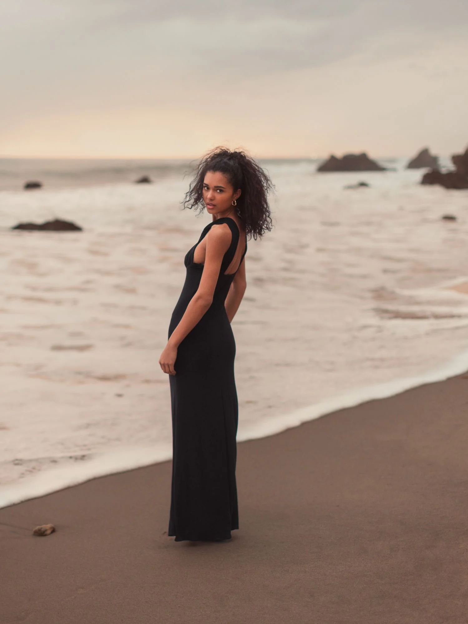 Knotted Halter Neck Keyhole Jersey Gown