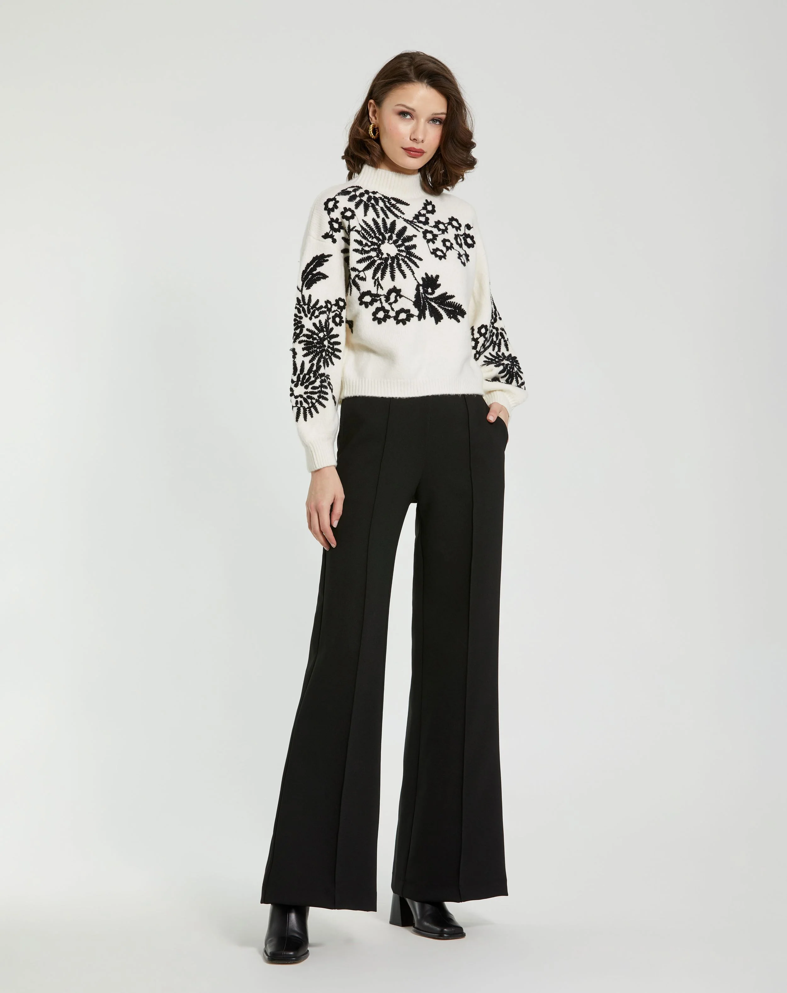 Classic Crepe Wide Leg High Waisted Trouser Pant - FINAL SALE