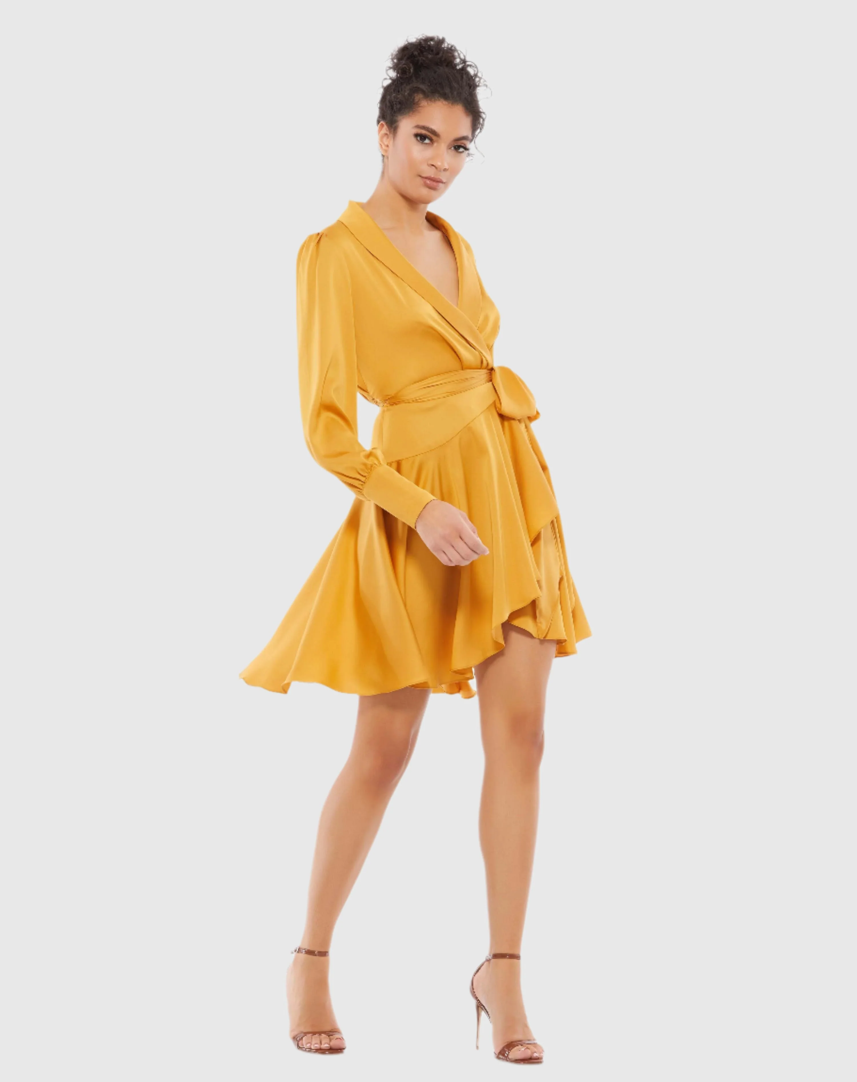 Yellow Short Wrap Dress
